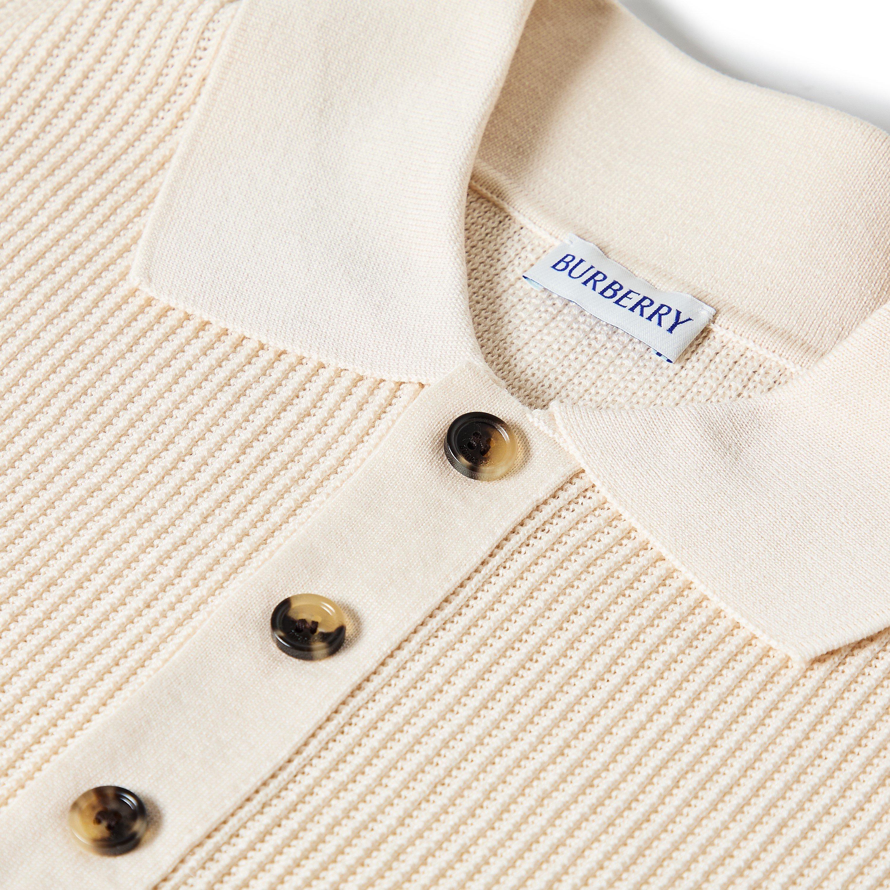 Beige - Burberry - Men's Knitted Short Sleeve Polo Shirt - 5