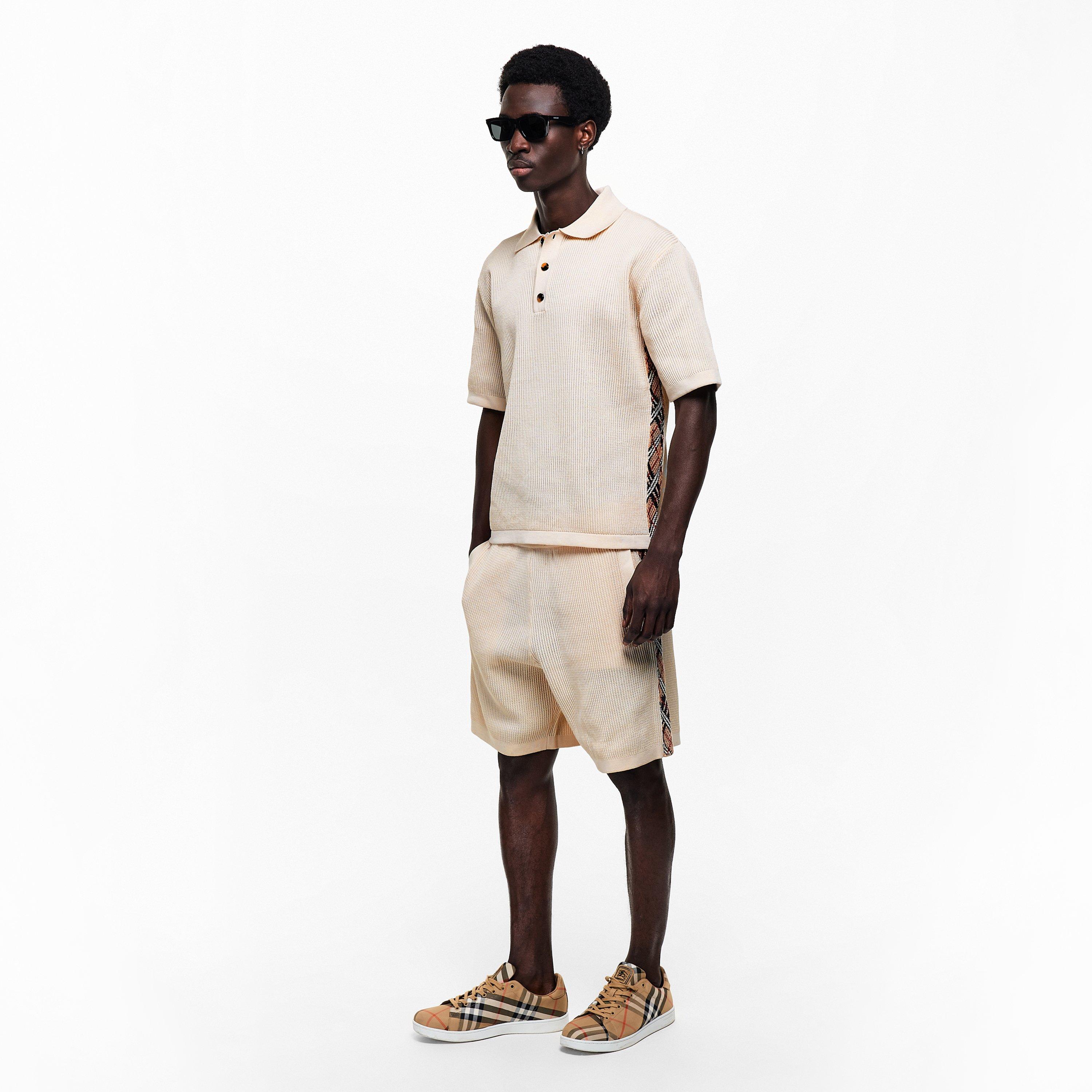 Beige - Burberry - Men's Knitted Short Sleeve Polo Shirt - 5