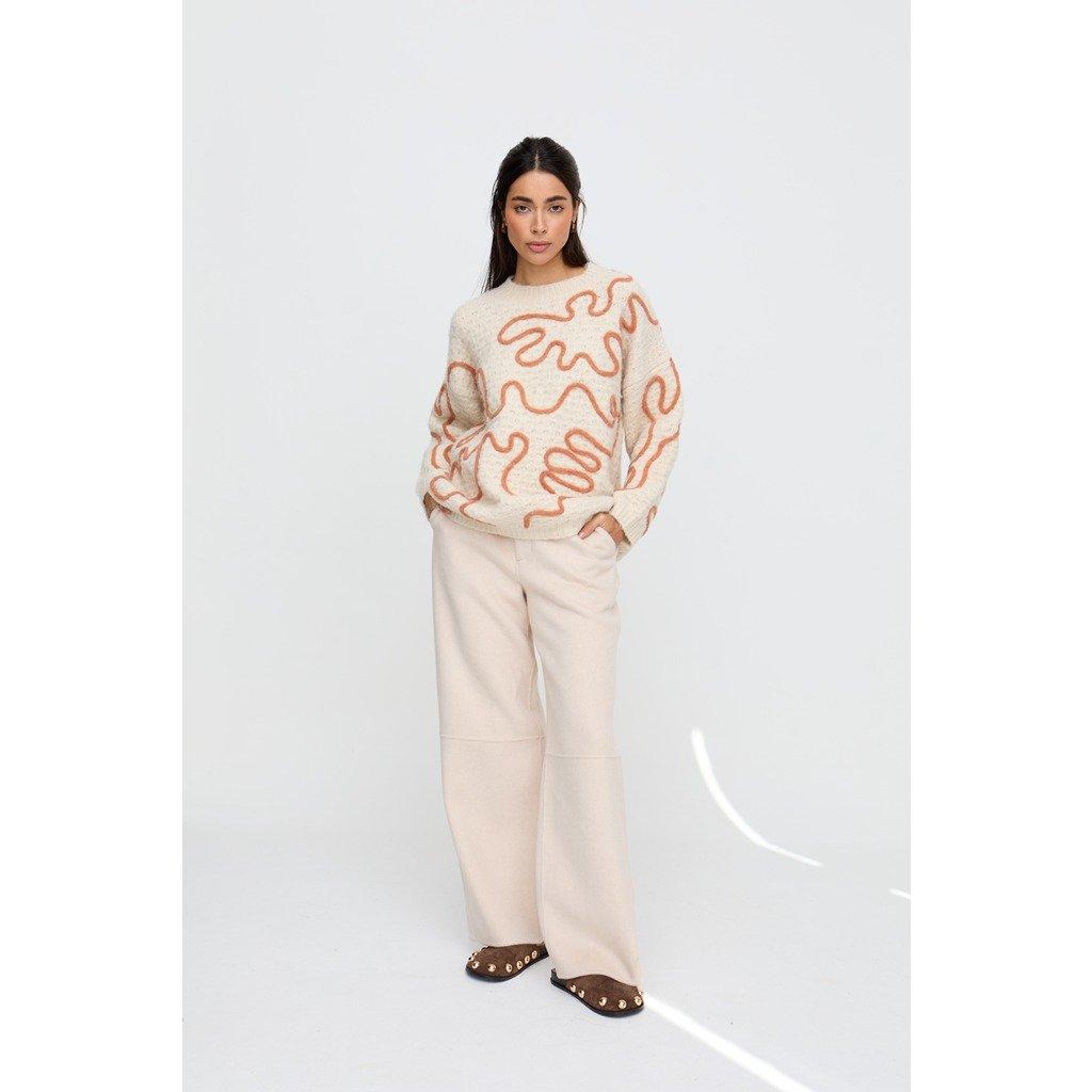 Cream - Raffya - Raffya Elton Embroidered Jumper In Cream - 1