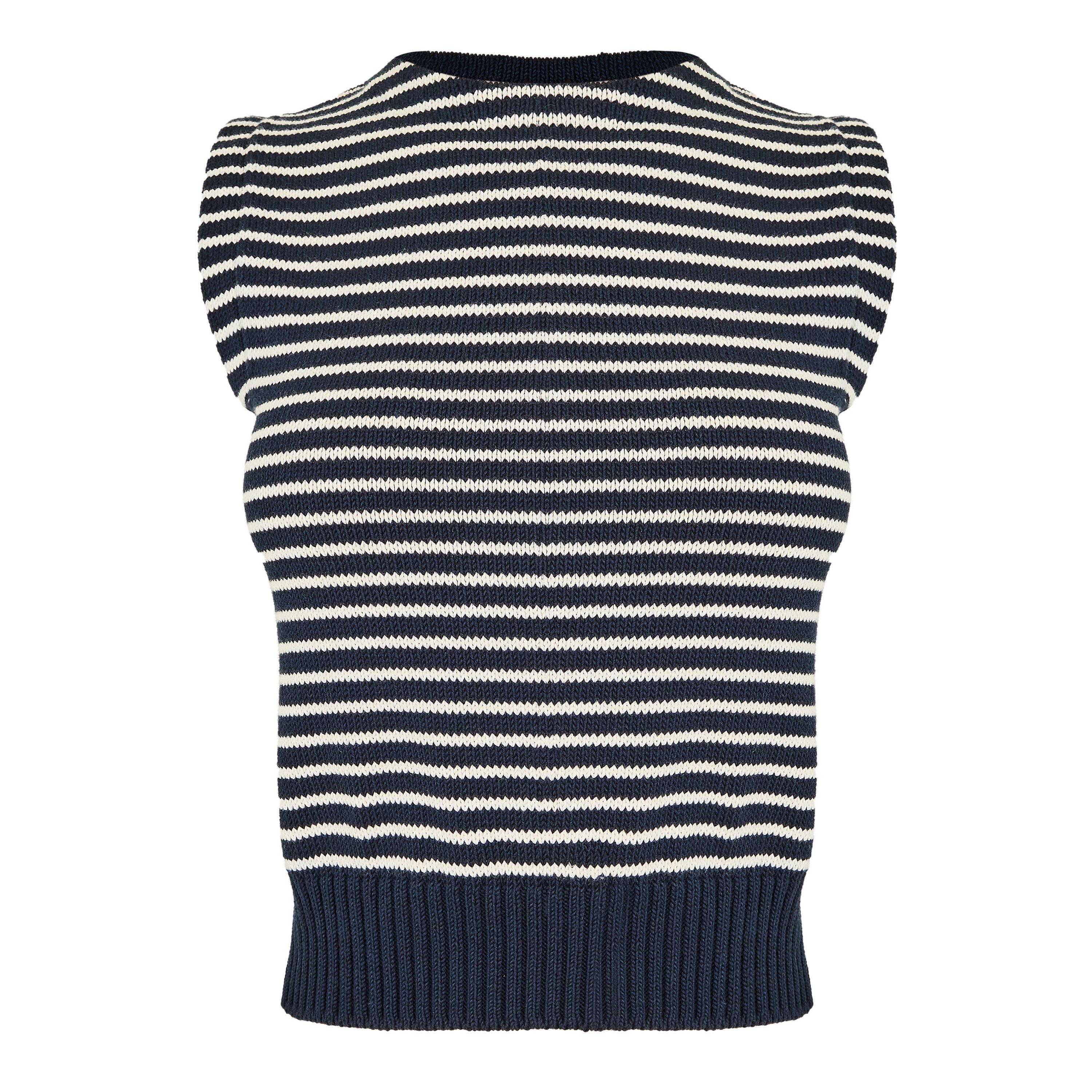 Weekend Max Mara MMW Landa Waistcoat Ld61 - Navy Stripe - Size 12 (M)