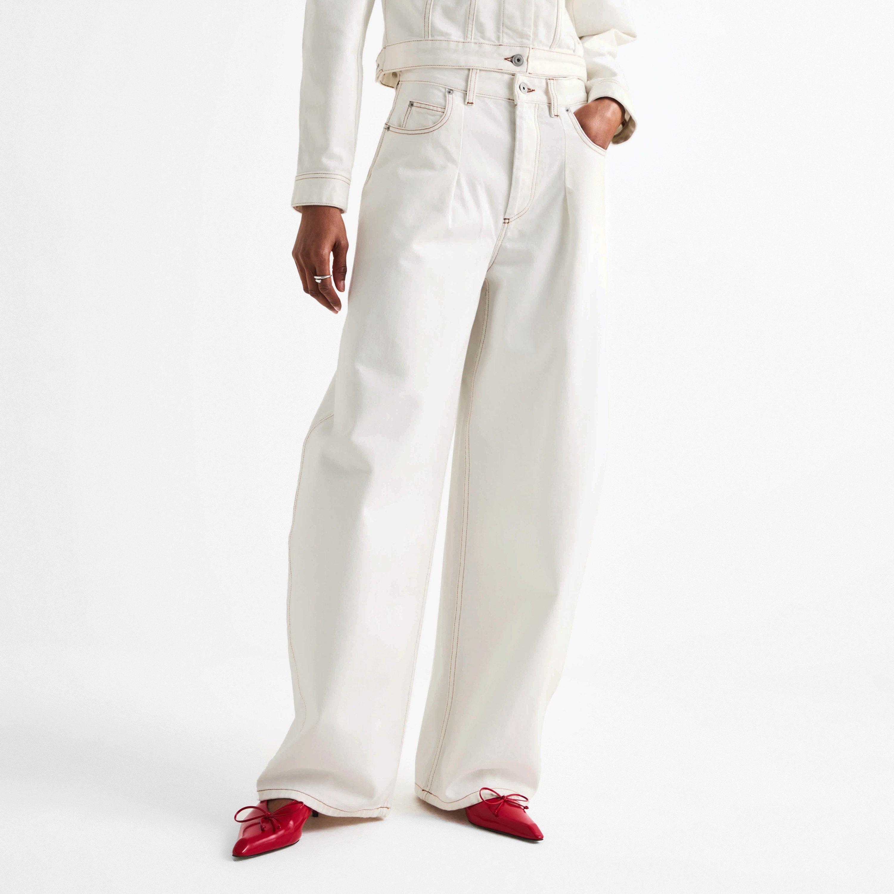 Off-White/Tabac - Jacquemus - Women's Wide Leg Jeans - 3