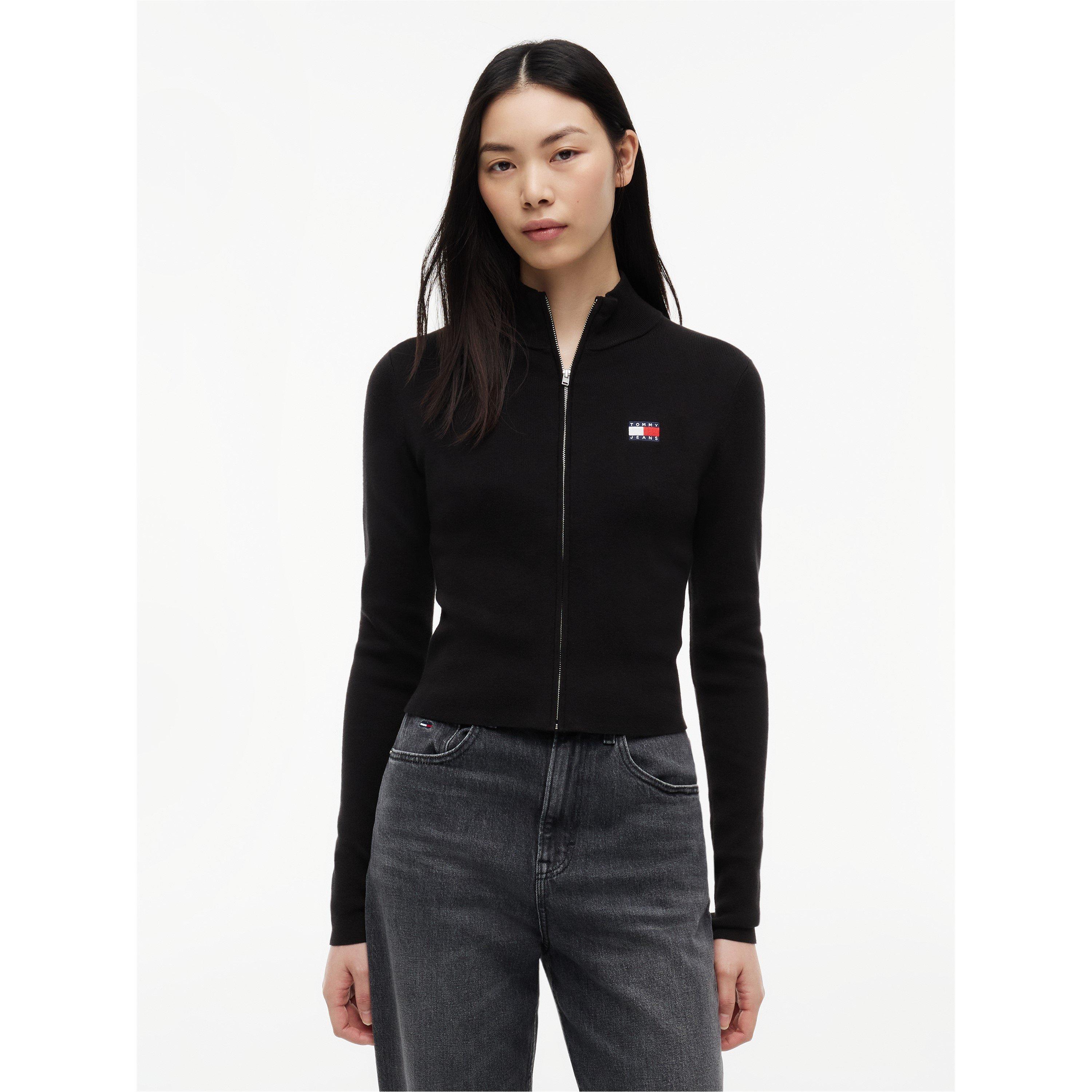 Black - Tommy Jeans - Women's Full Zip Knitted Top - 2