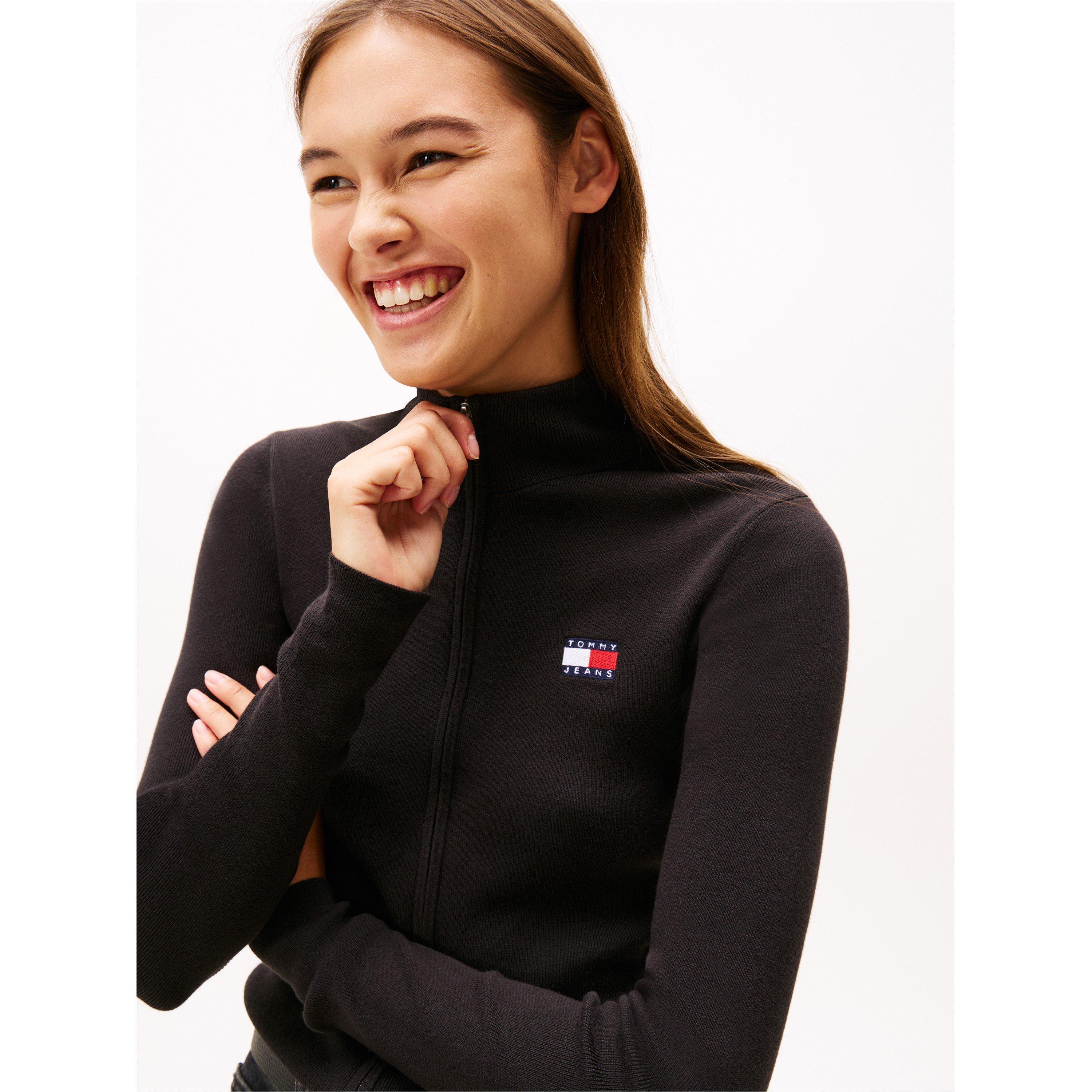 Black - Tommy Jeans - Women's Full Zip Knitted Top - 4