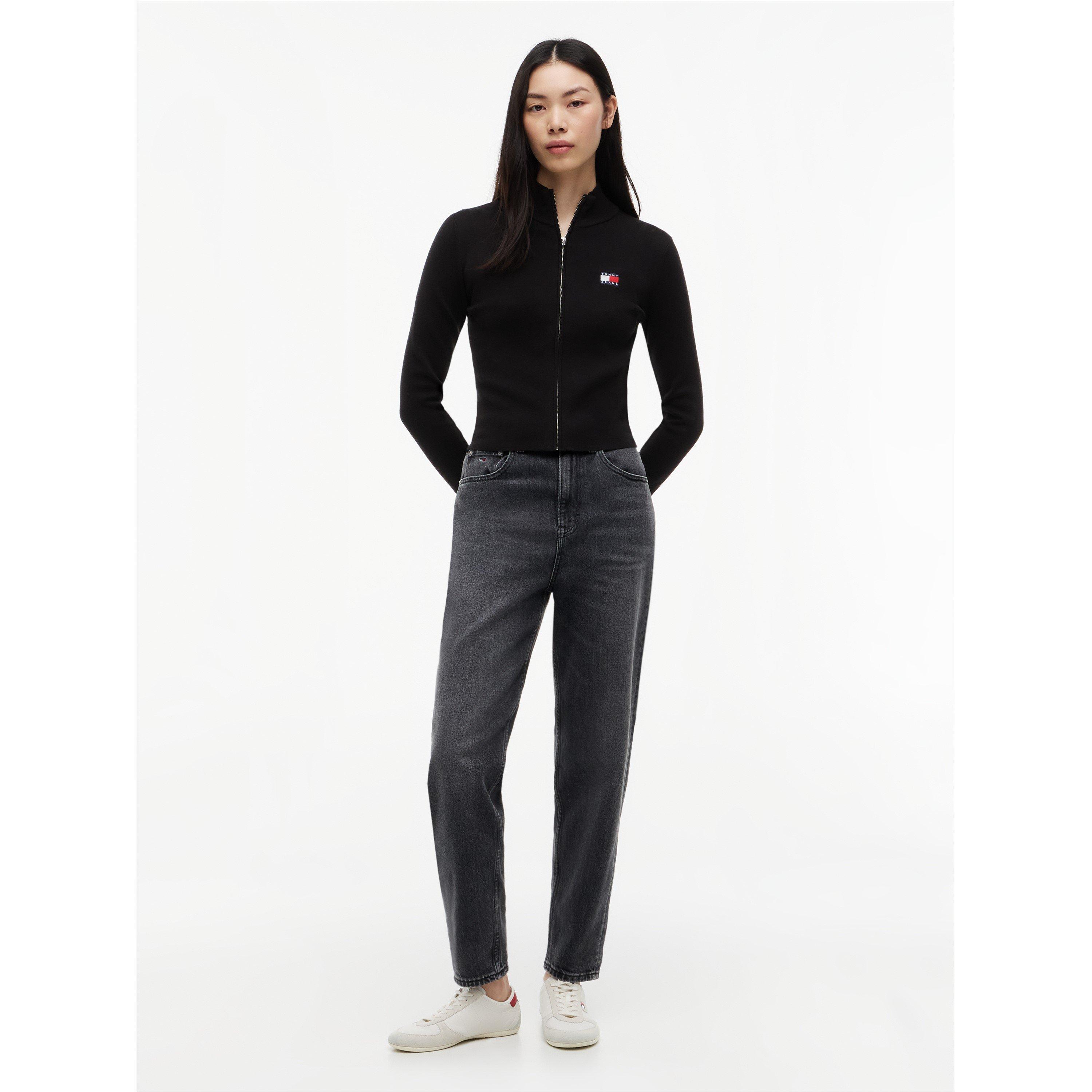 Black - Tommy Jeans - Women's Full Zip Knitted Top - 5