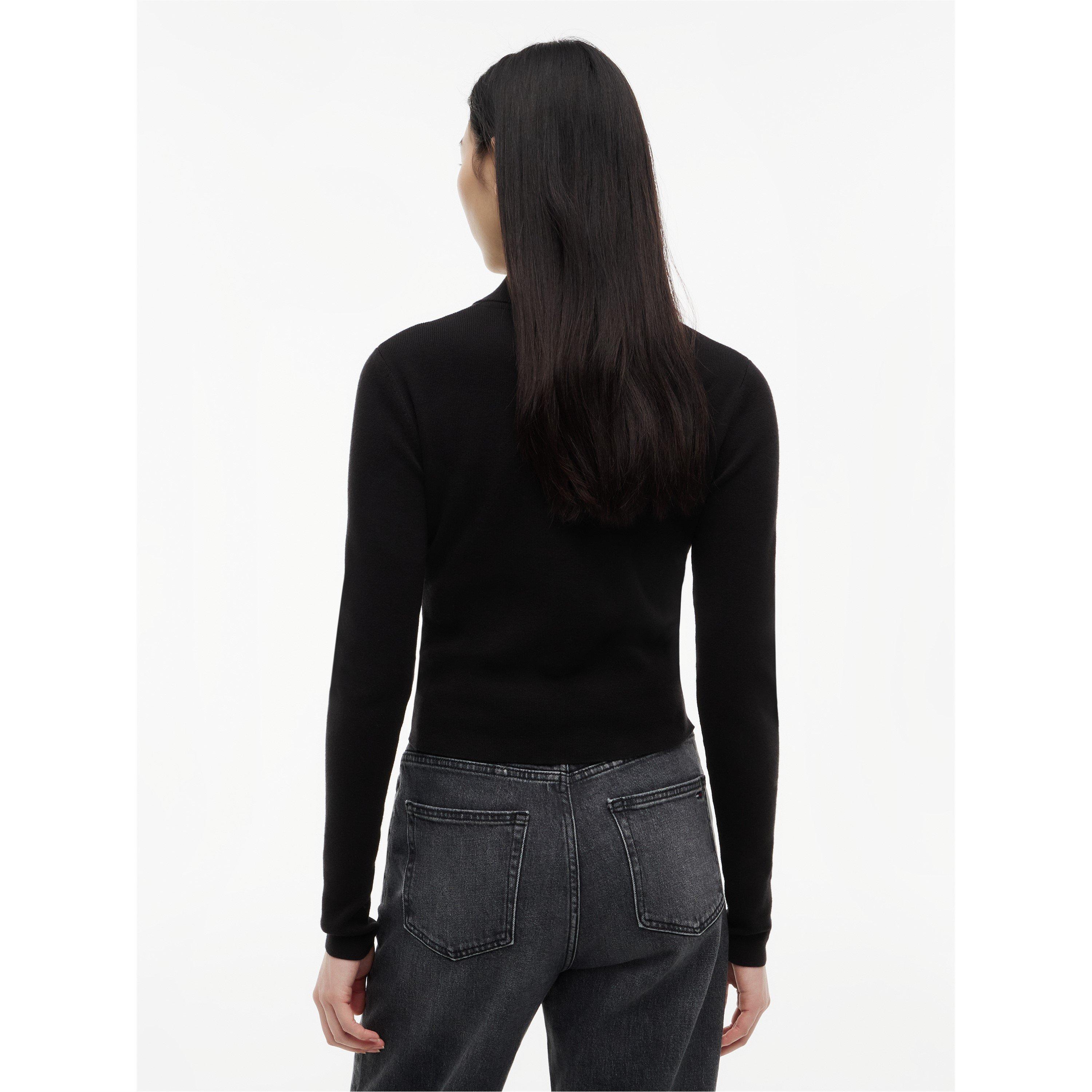 Black - Tommy Jeans - Women's Full Zip Knitted Top - 6