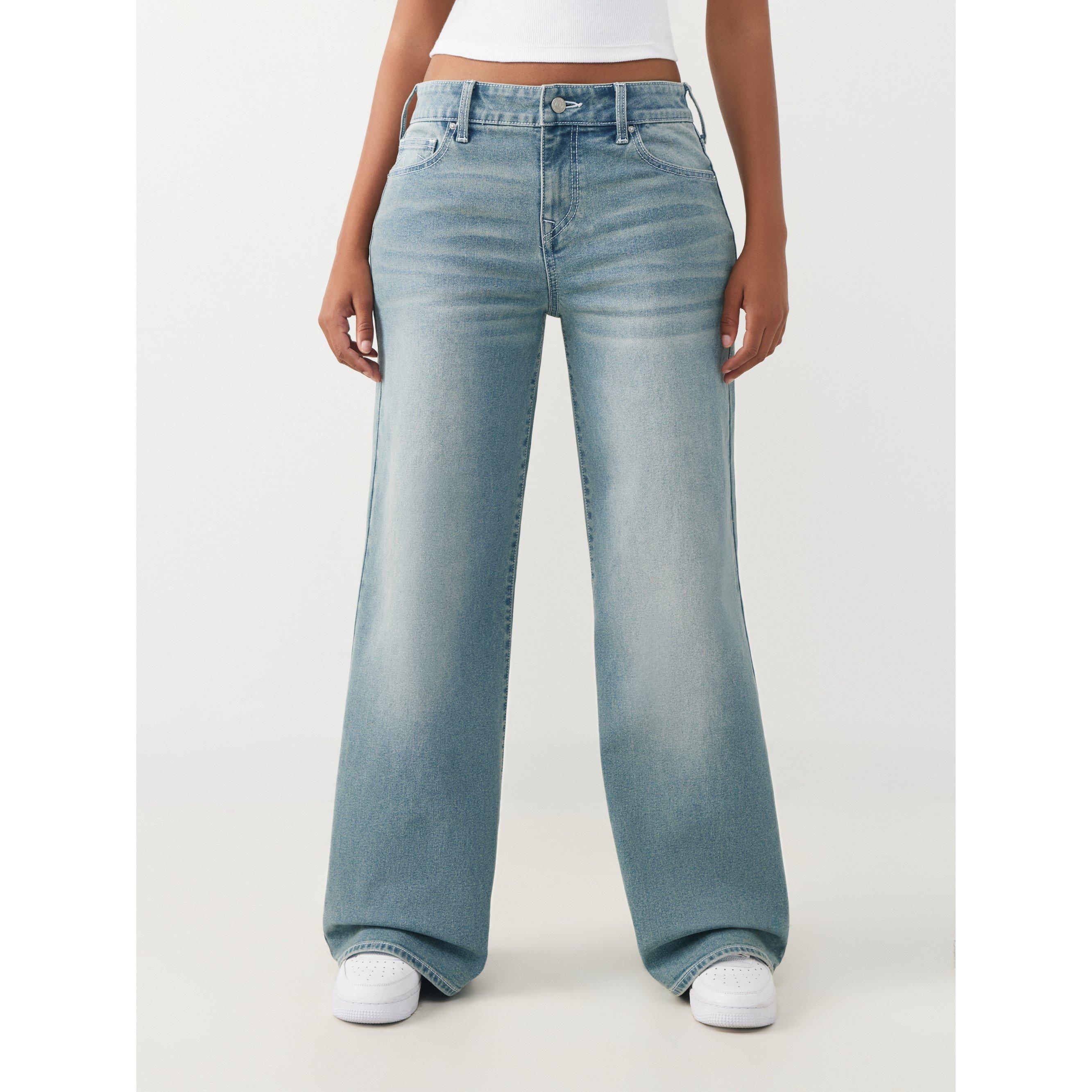 Light Blue - True Religion - Women's Wide Leg Jeans - 1