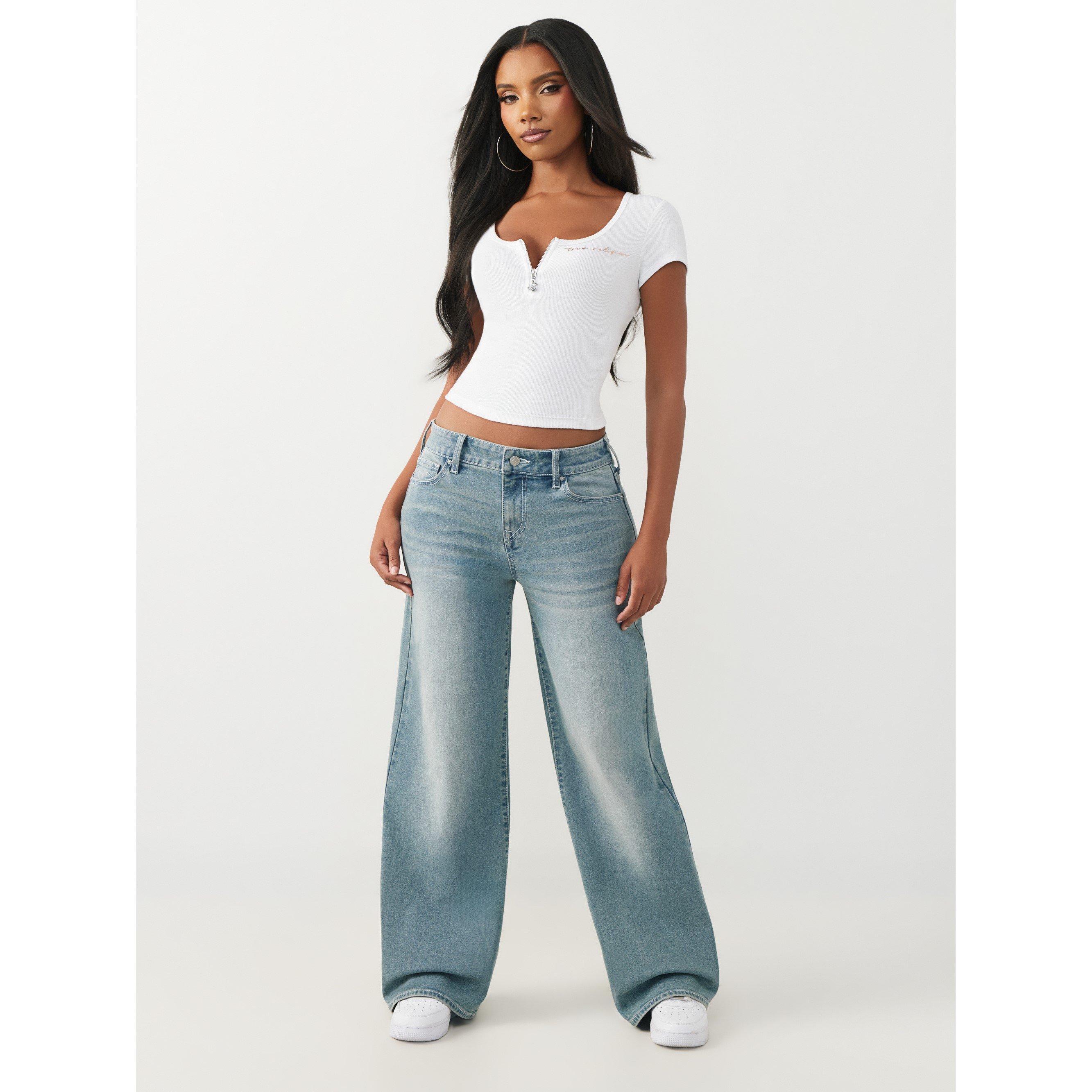 Light Blue - True Religion - Women's Wide Leg Jeans - 5