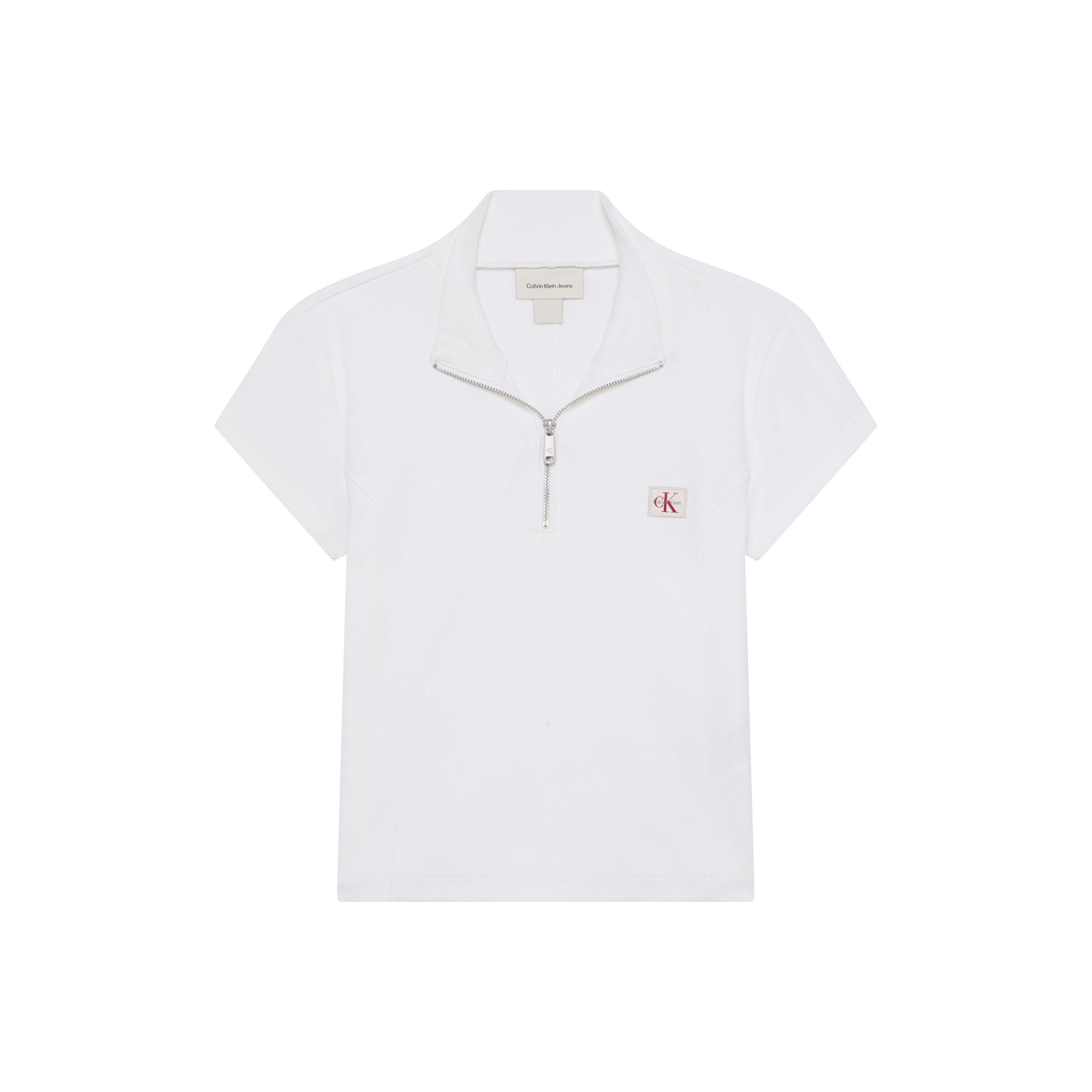 Calvin Klein Jeans Women's Knitted Short Sleeve Polo Shirt - Bright White - 12 (M)