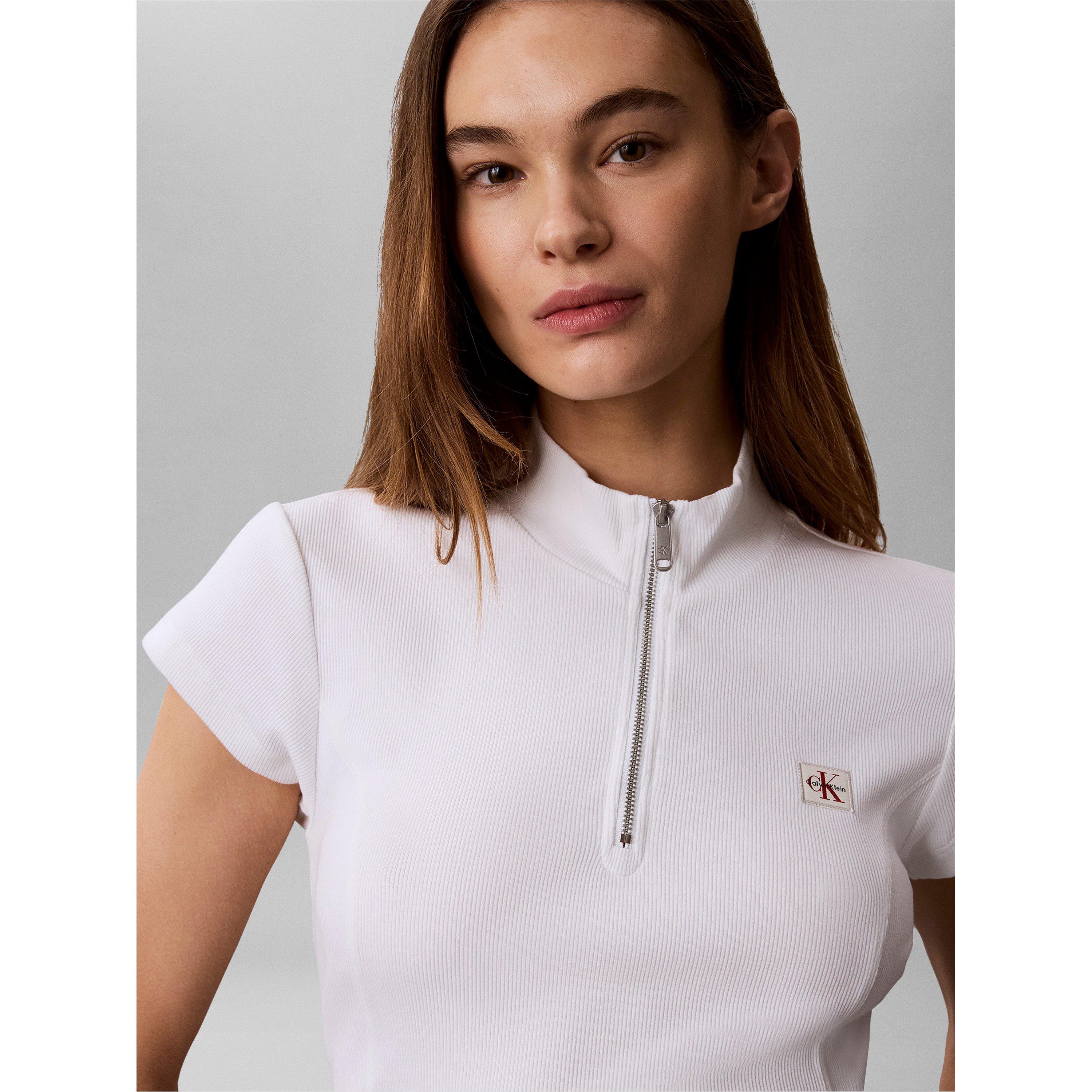 Bright White - Calvin Klein Jeans - Women's Knitted Short Sleeve Polo Shirt - 3
