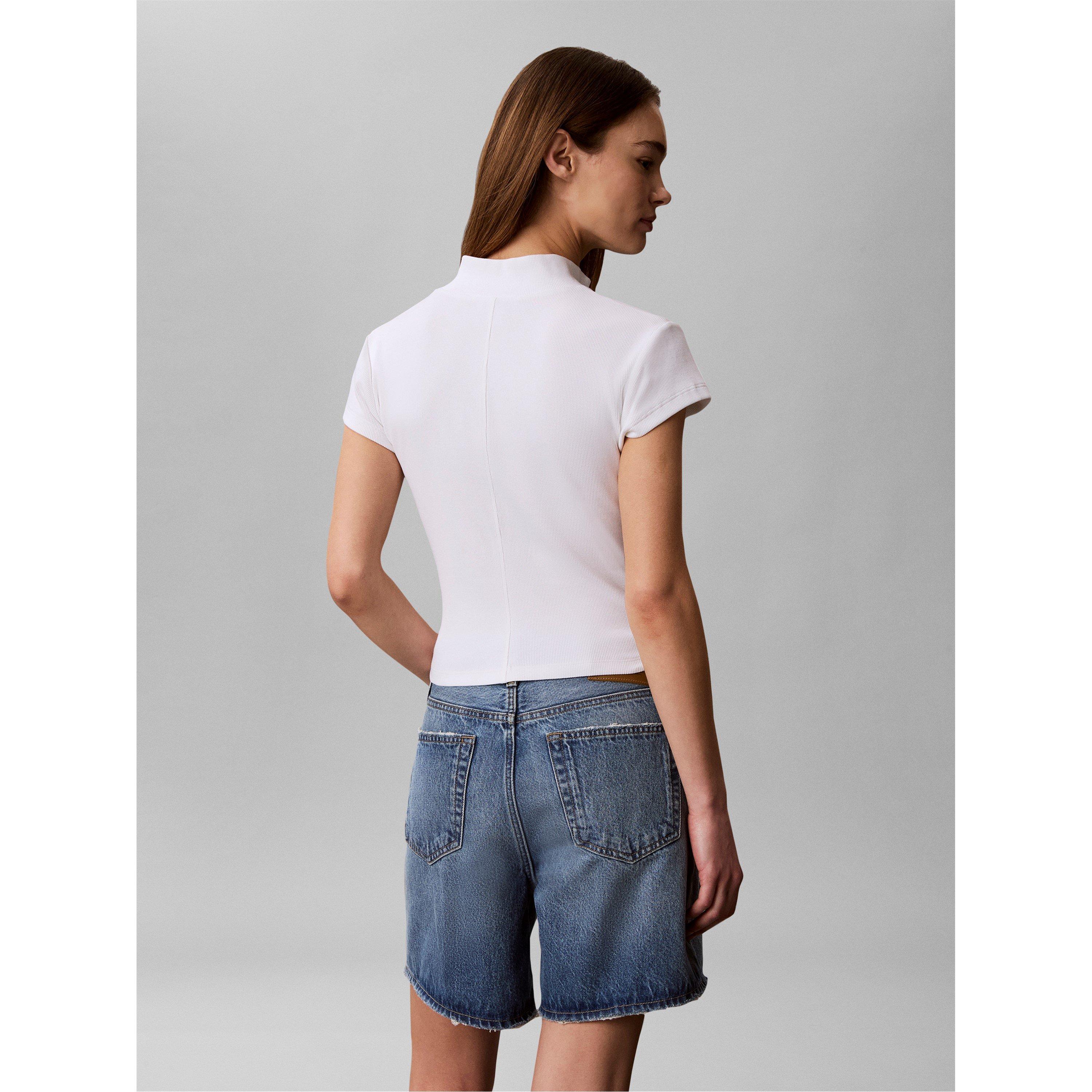 Bright White - Calvin Klein Jeans - Women's Knitted Short Sleeve Polo Shirt - 5