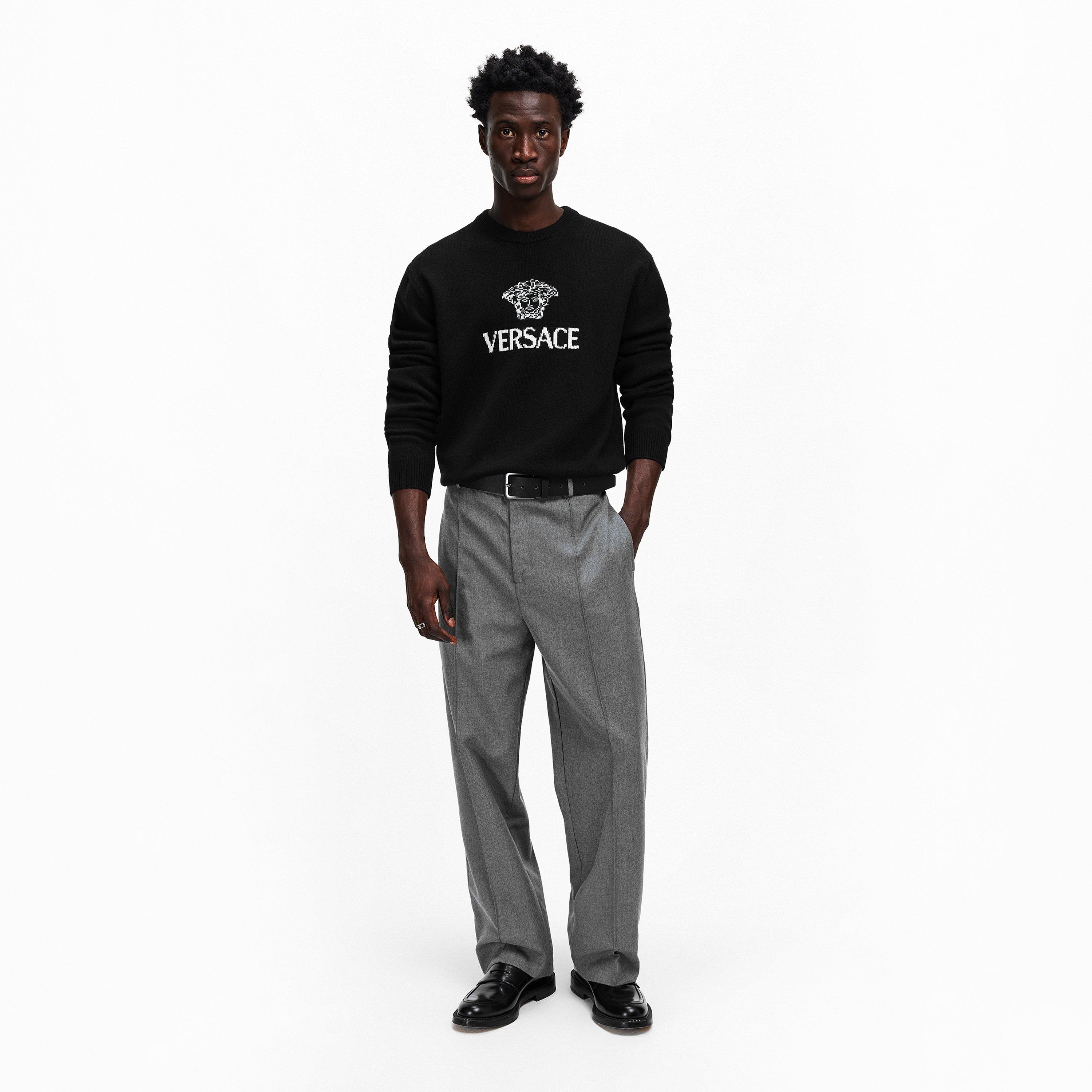 Black - Versace - Men's Medusa Crew Neck Jumper - 5