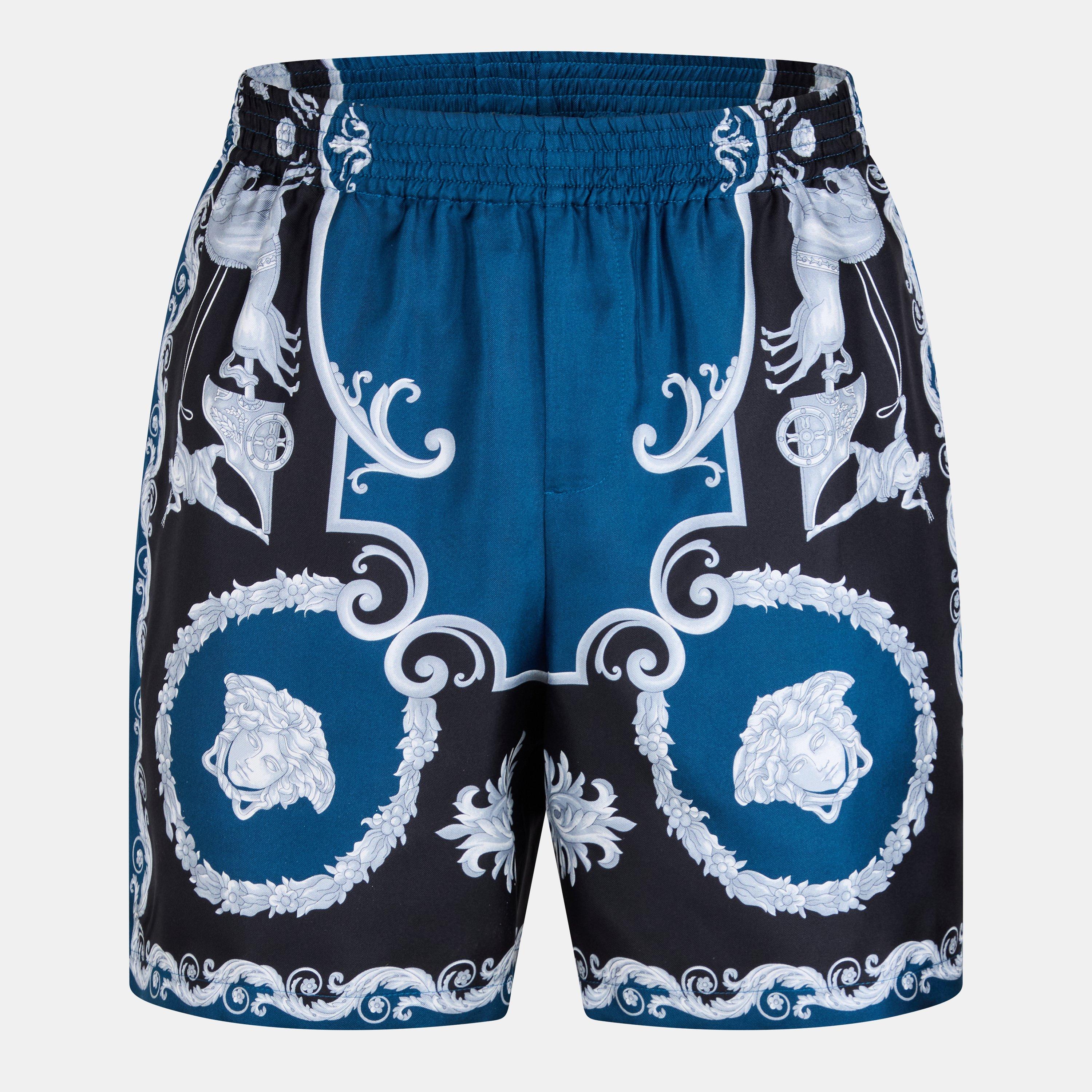 Black/Petrol - Versace - Men's Woven Tracksuit Shorts - 1