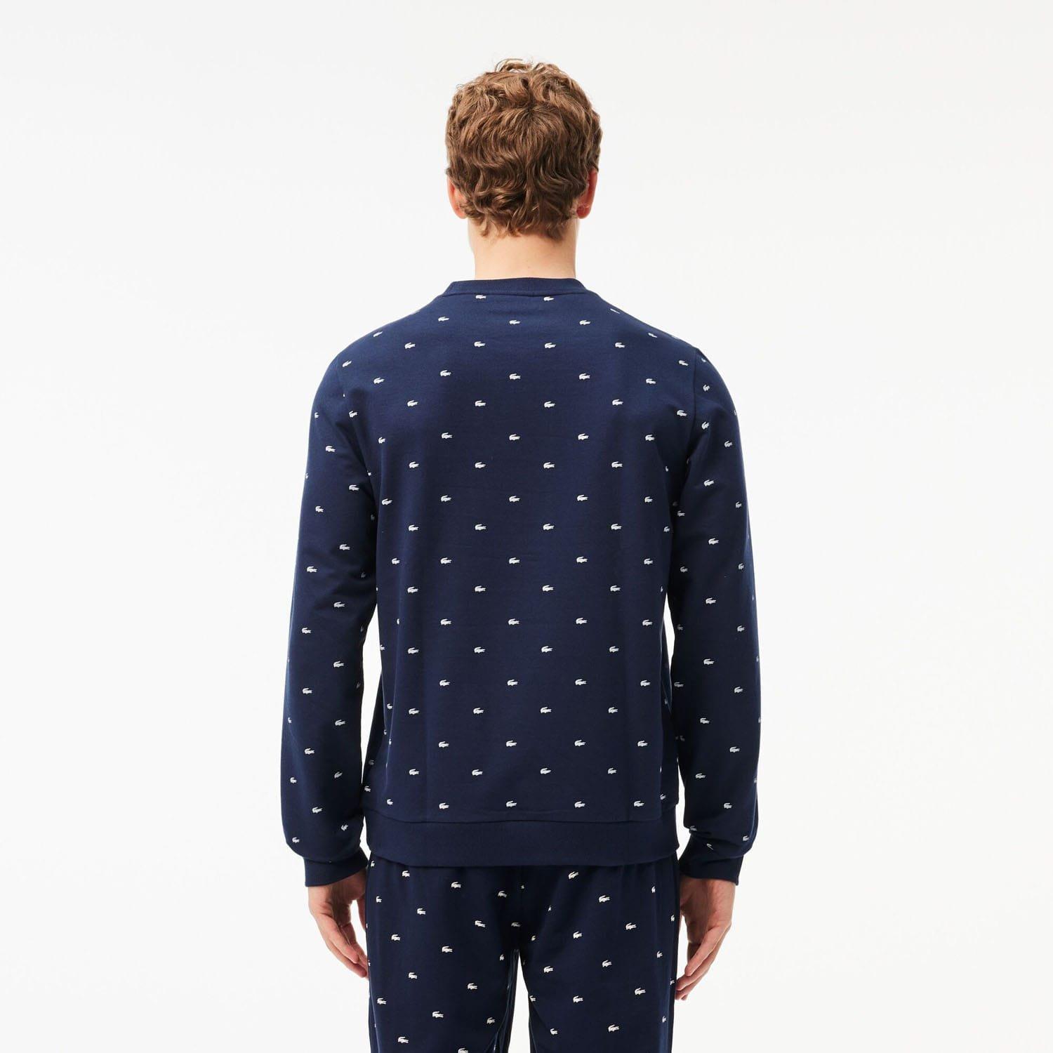 Navy-White - Lacoste - Crocodile Loungewear Sweatshirt - 2