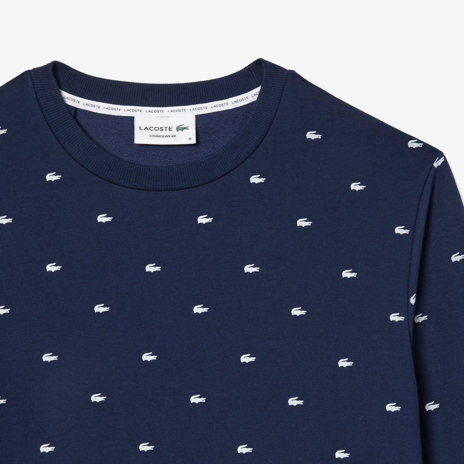 Navy-White - Lacoste - Crocodile Loungewear Sweatshirt - 5