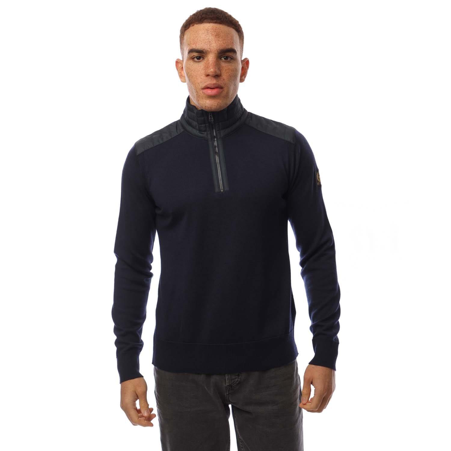 Navy - Belstaff - Kilmington 1/4 Zip Sweater - 1
