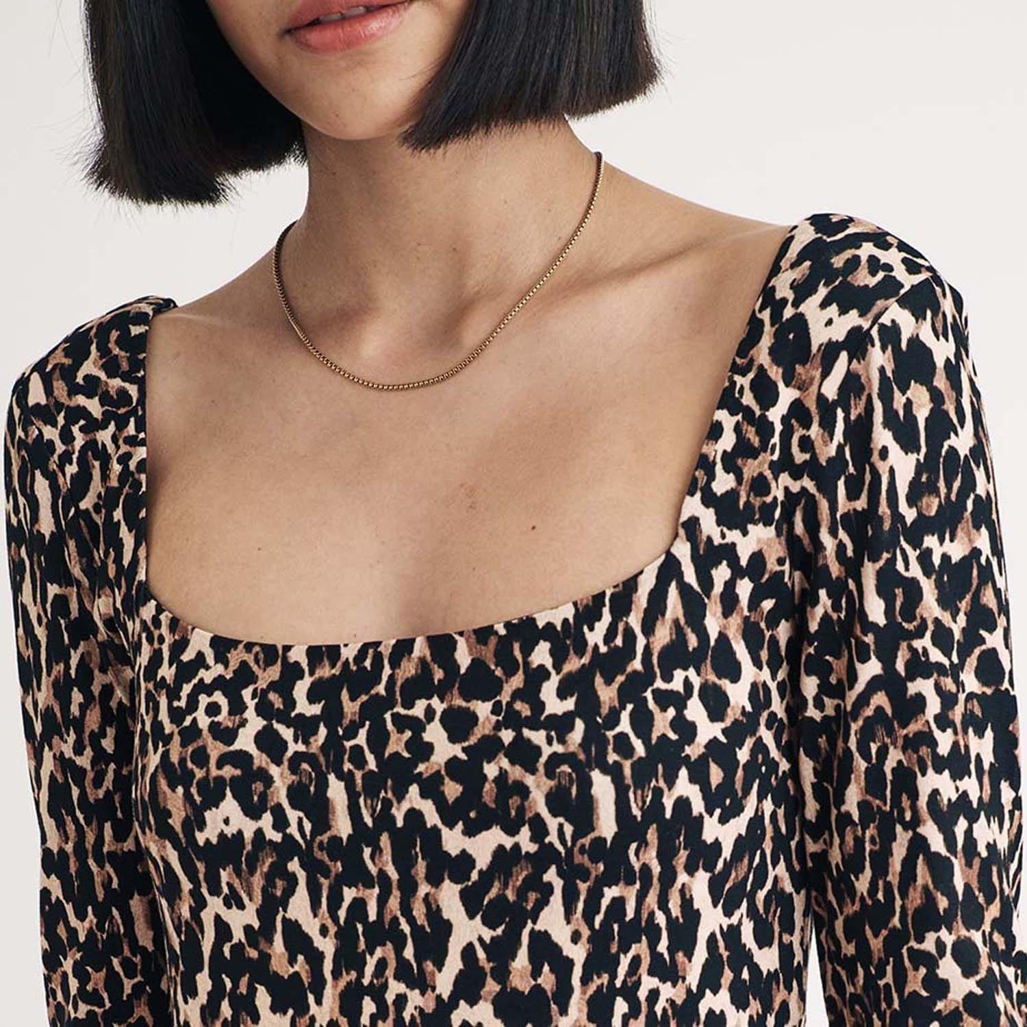 Brown - Nobodys Child - Aidie Leopard Print Midi Dress - 3