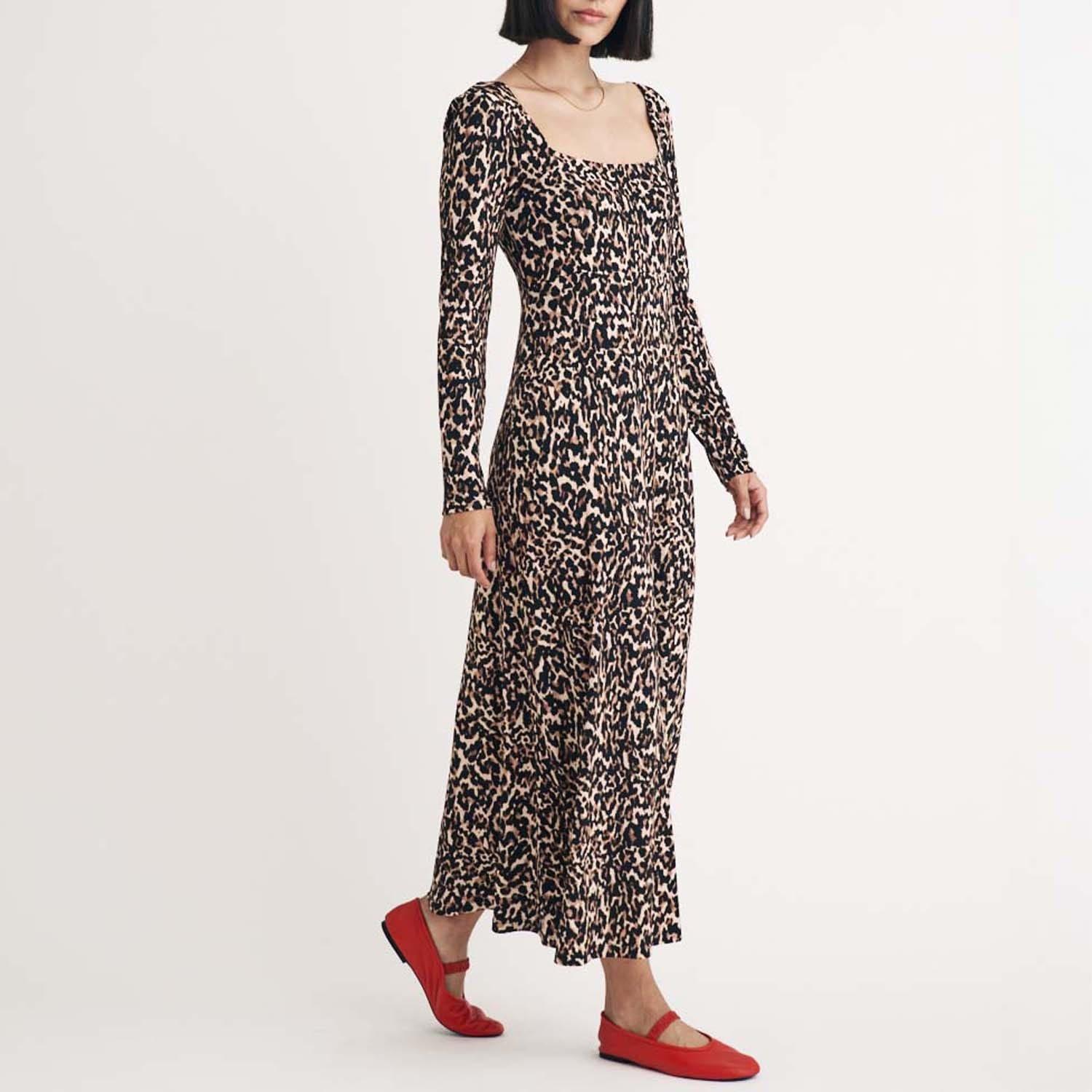 Brown - Nobodys Child - Aidie Leopard Print Midi Dress - 4