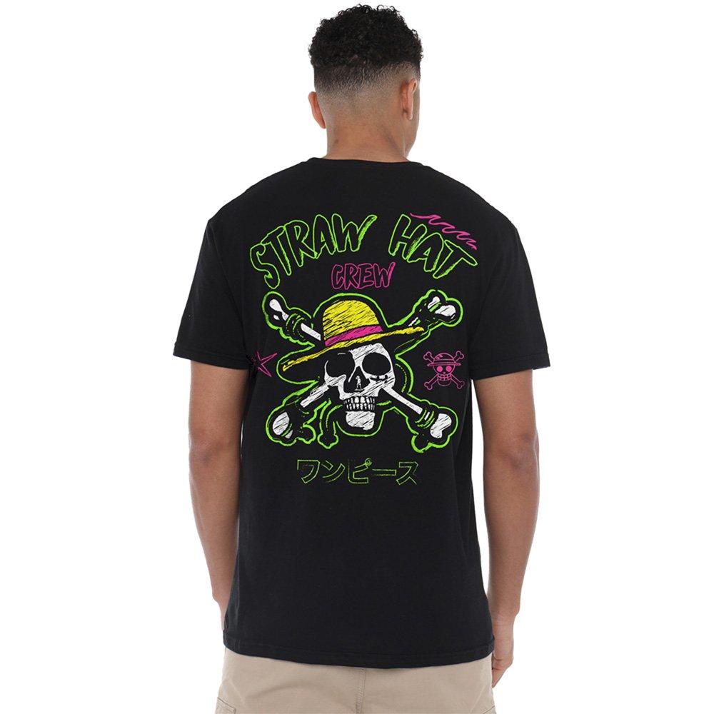 Black - One Piece - One Piece Neon Skull And Cross Bones Front Back T- - 1