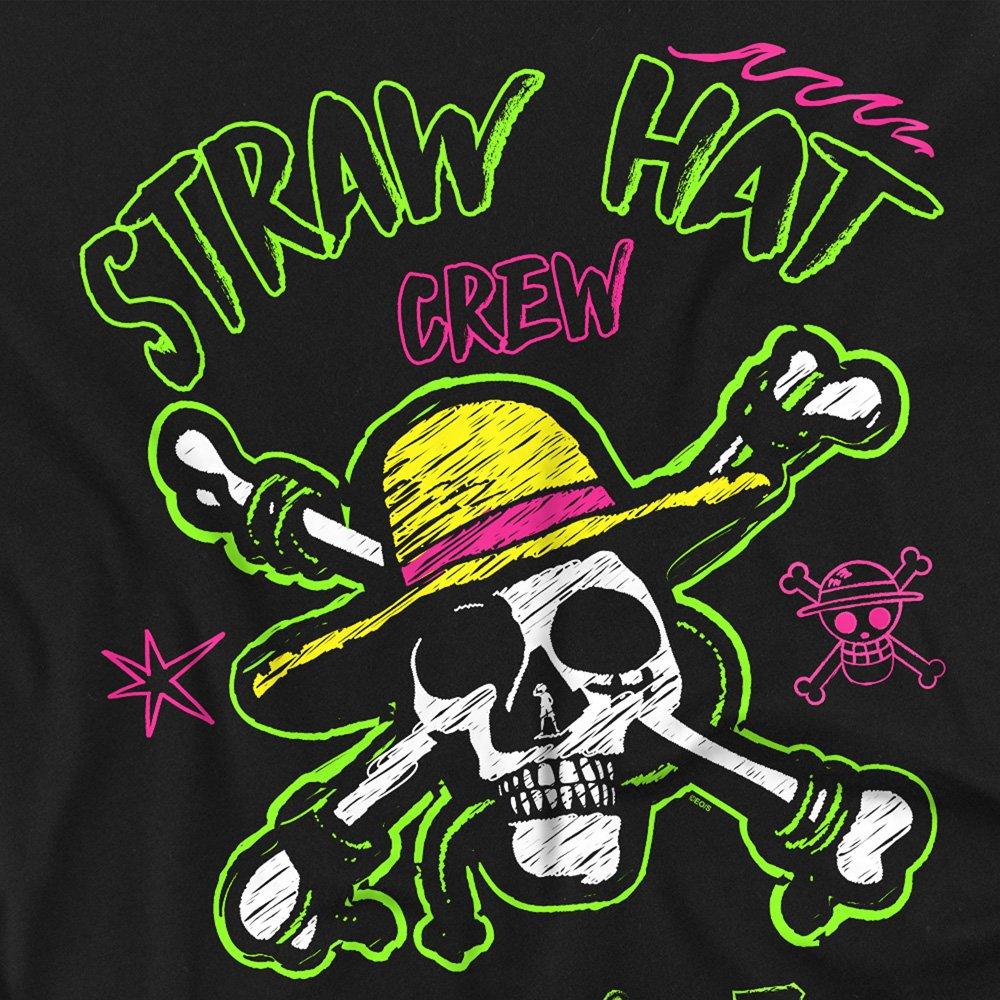 Black - One Piece - One Piece Neon Skull And Cross Bones Front Back T- - 3