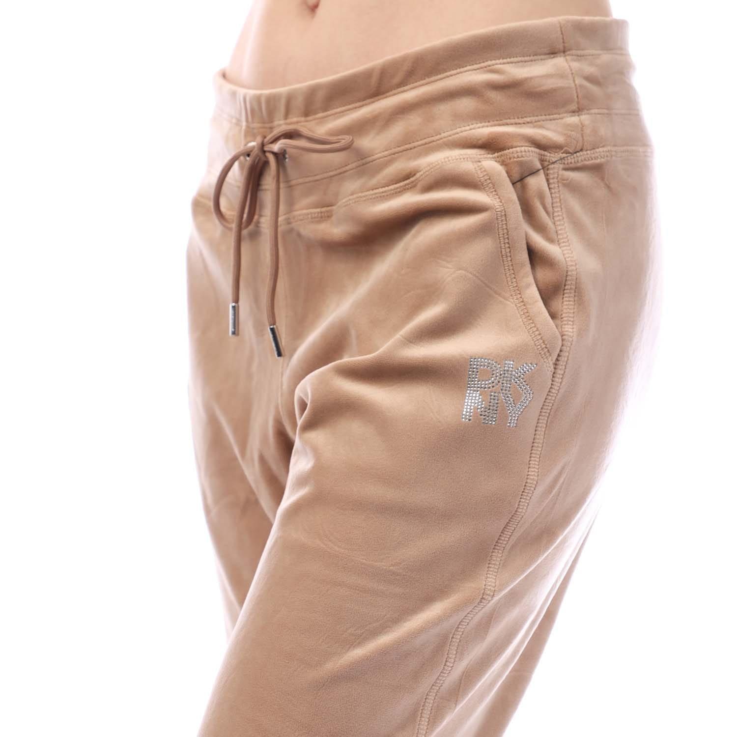 Beige - DKNY - Rhinestone Logo Jog Pants - 2
