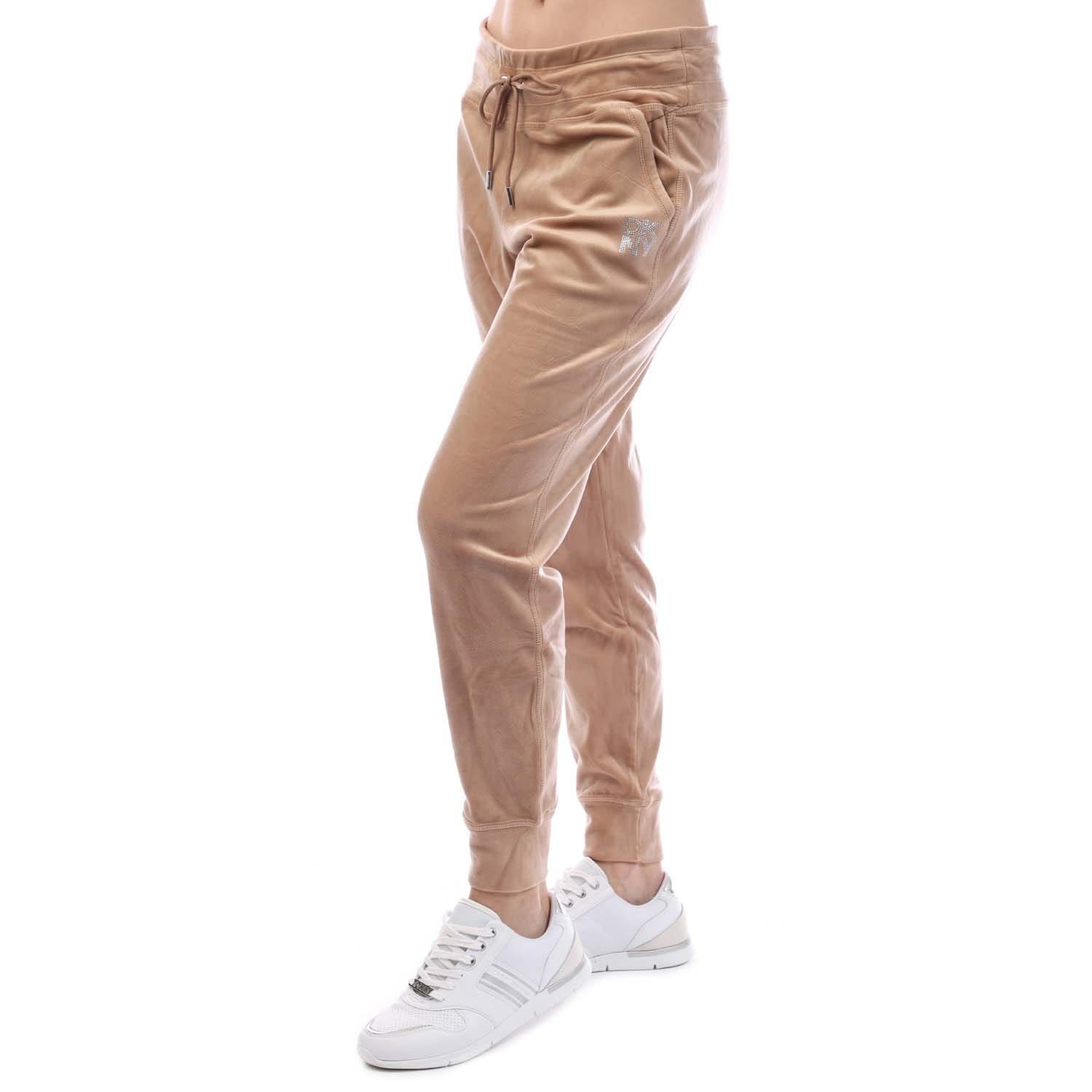 Beige - DKNY - Rhinestone Logo Jog Pants - 3