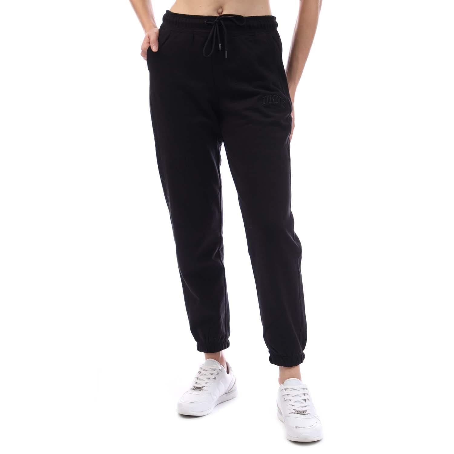 Black - DKNY - Varsity Logo High Rise Cuff Joggers - 1