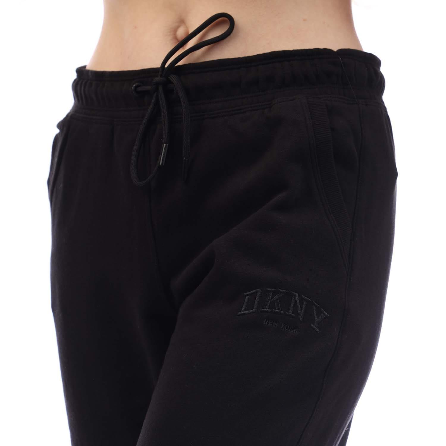 Black - DKNY - Varsity Logo High Rise Cuff Joggers - 4