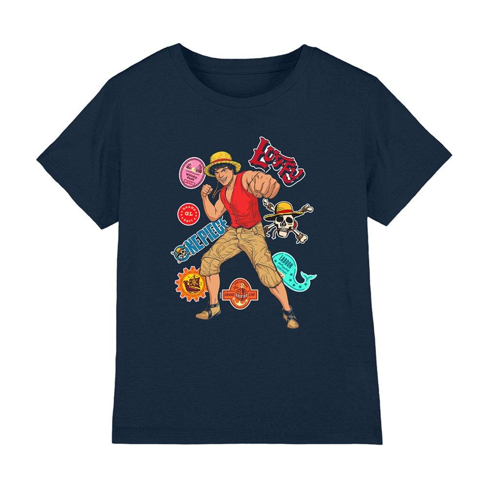 Navy - One Piece - One Piece Luffy Stickers Kids T-Shirt Navy - 1