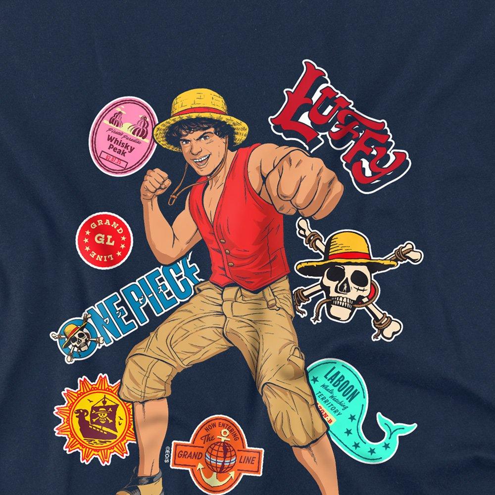 Navy - One Piece - One Piece Luffy Stickers Kids T-Shirt Navy - 2