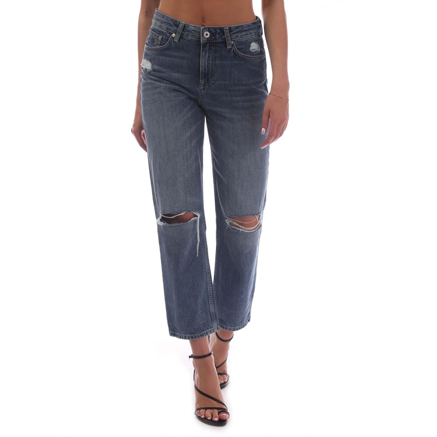 Blue - Gant - Camie Relaxed Fit Cropped Ripped Jeans - 2