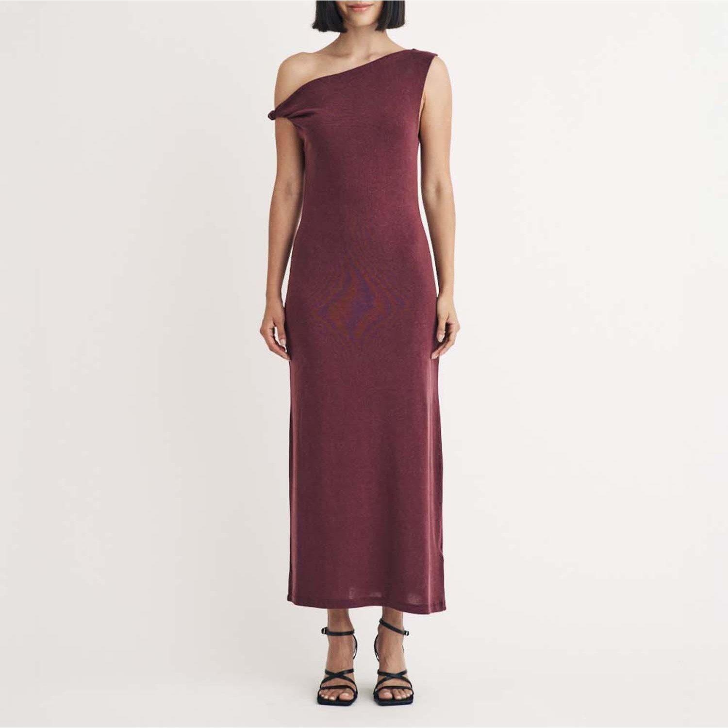 Purple - Nobodys Child - Andrea Twist Shoulder Midi Dress - 1