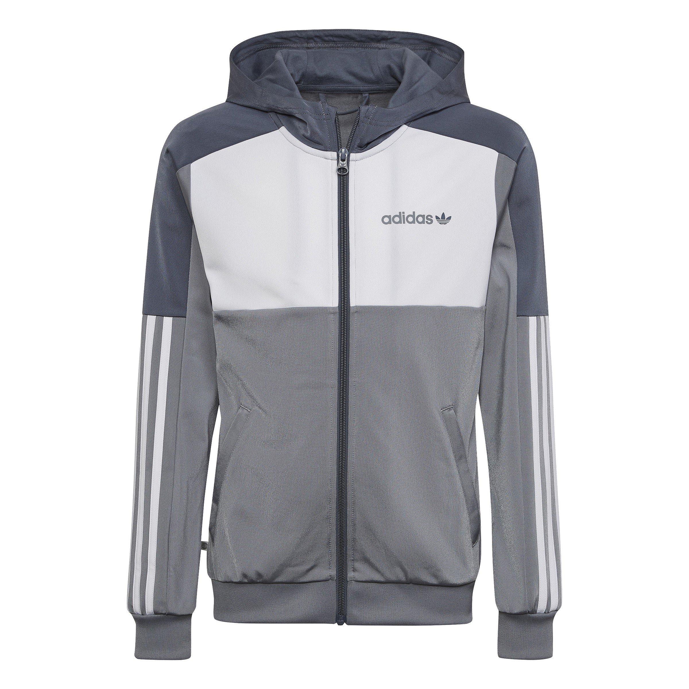 Grey - adidas Originals - Full Zip Hooded Sweatshirt - 1