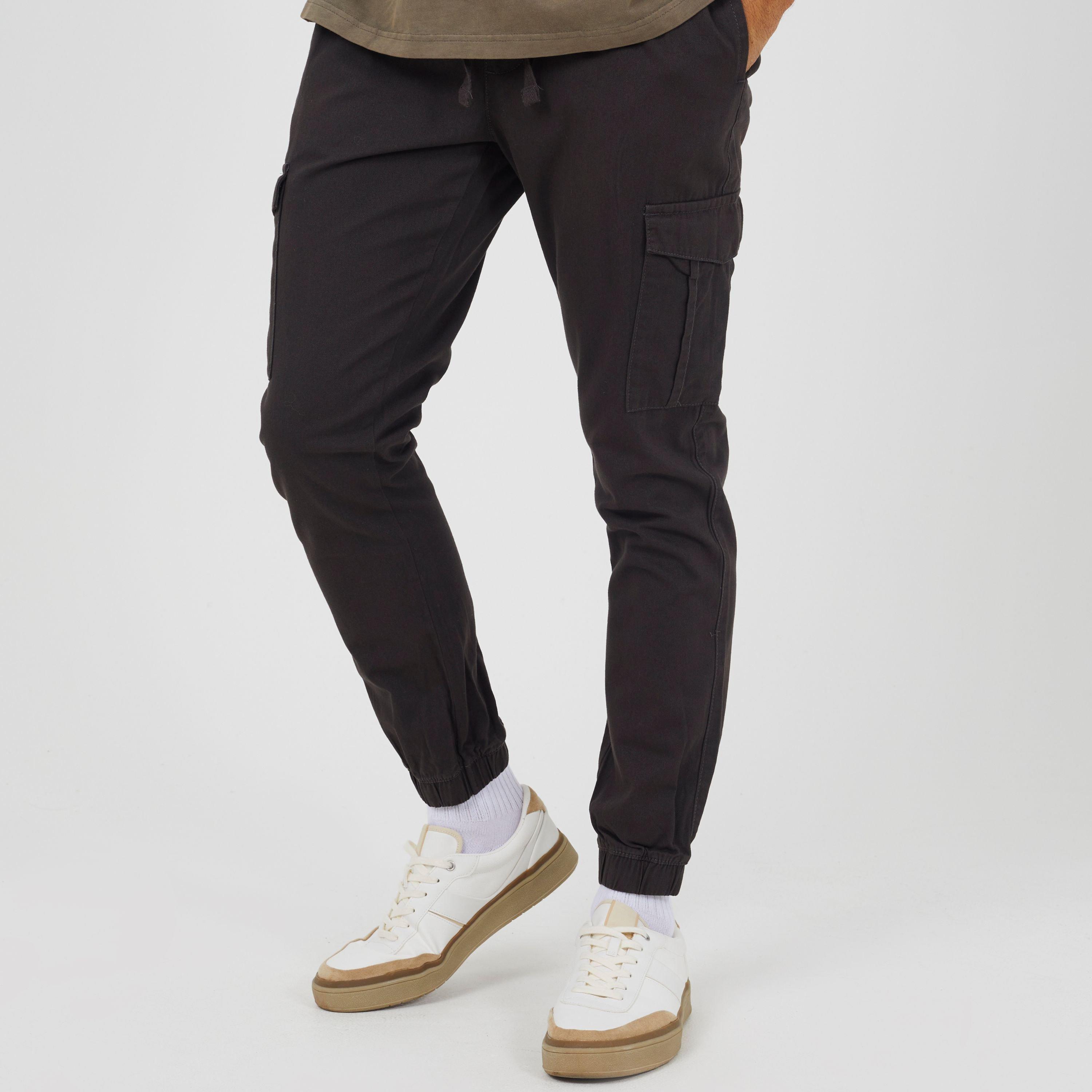 Brave Soul Men's Twill Cuffed Trousers - Dark Grey - 30W R