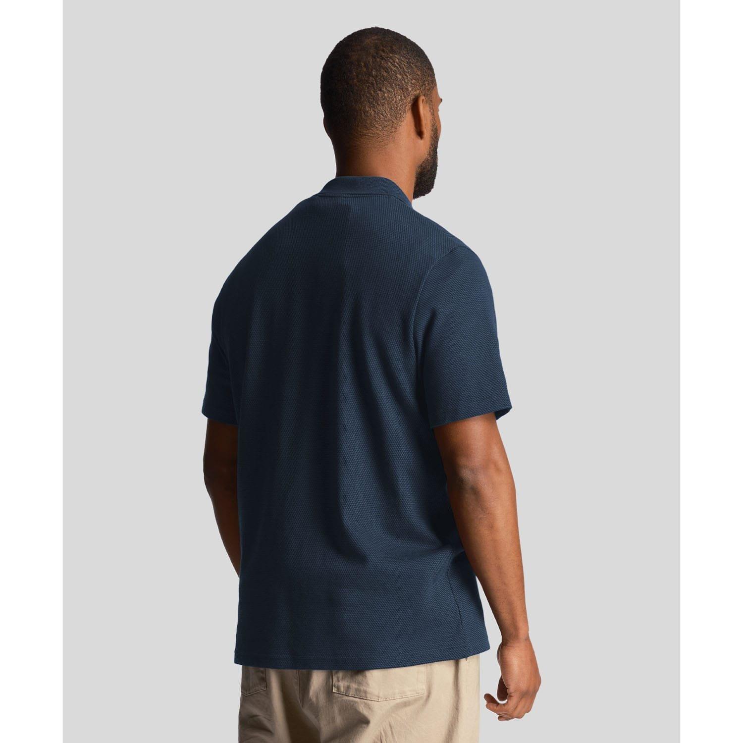 Navy - Lyle and Scott - Tonal Texture Polo Shirt - 3