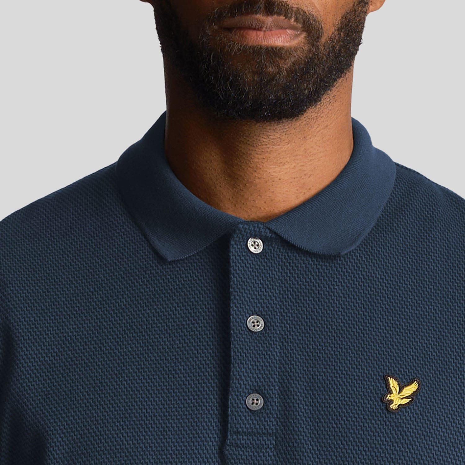 Navy - Lyle and Scott - Tonal Texture Polo Shirt - 4