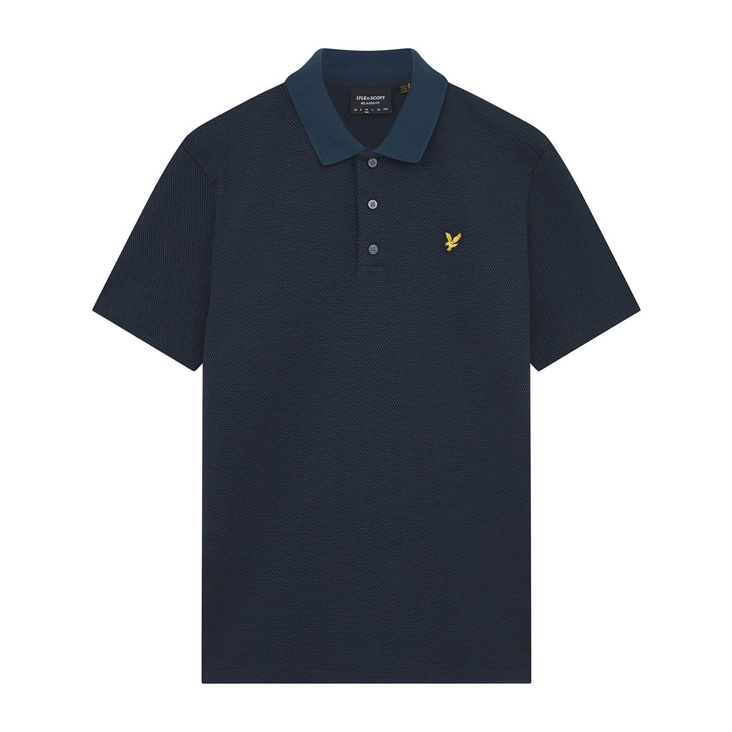 Navy - Lyle and Scott - Tonal Texture Polo Shirt - 5