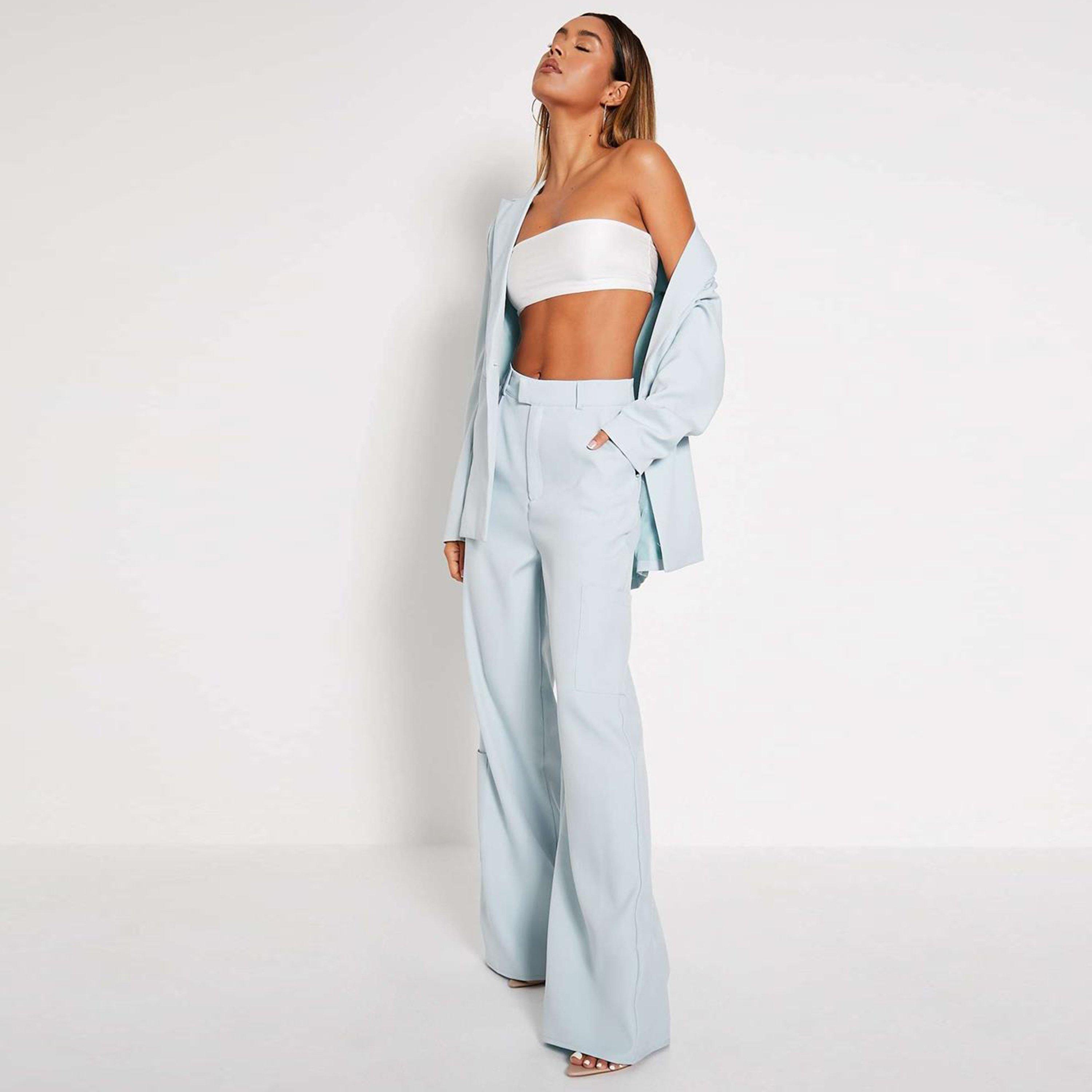 Bleu - I Saw It First - ISAWITFIRST Premium Tailored Wide Leg Trousers - 2