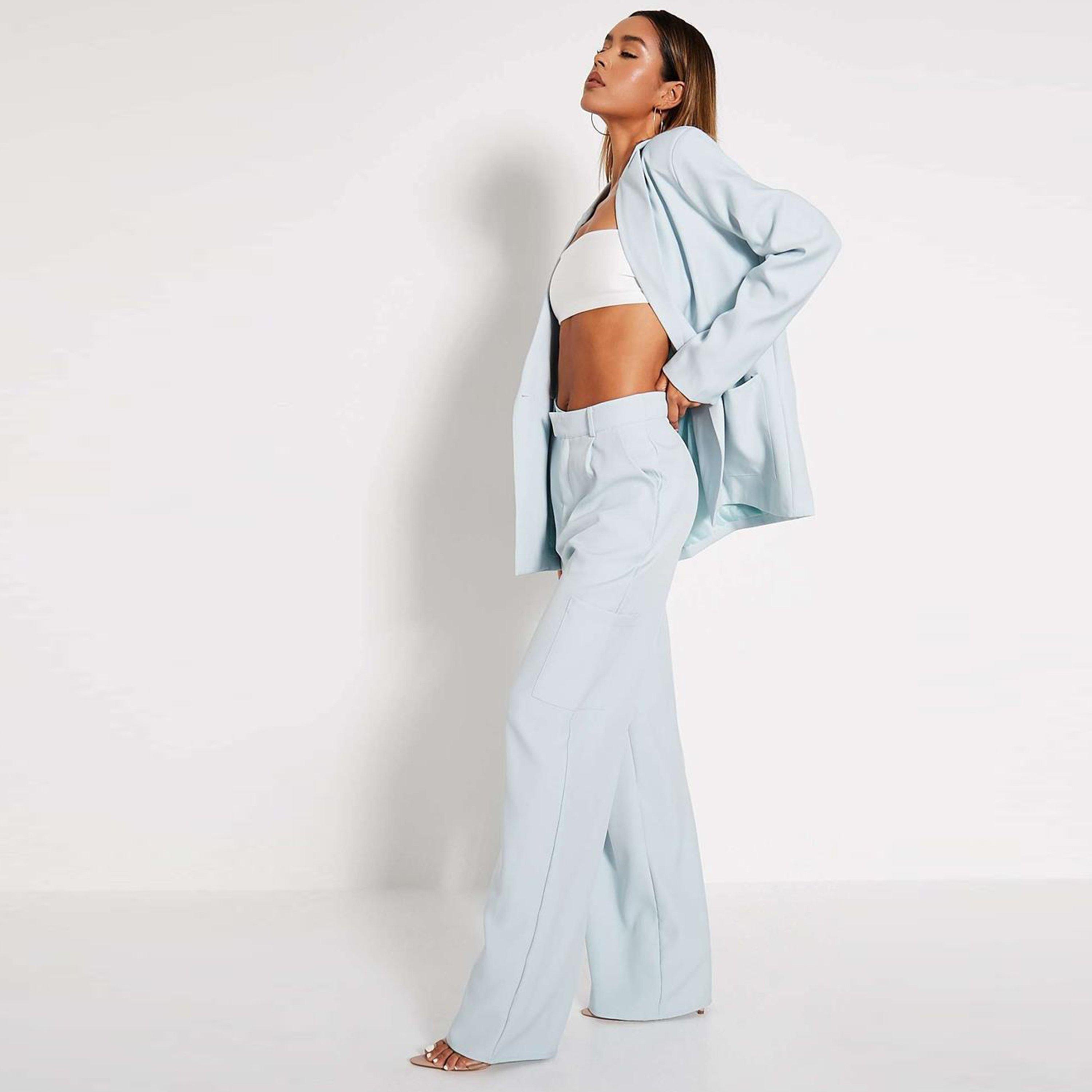 Bleu - I Saw It First - ISAWITFIRST Premium Tailored Wide Leg Trousers - 3