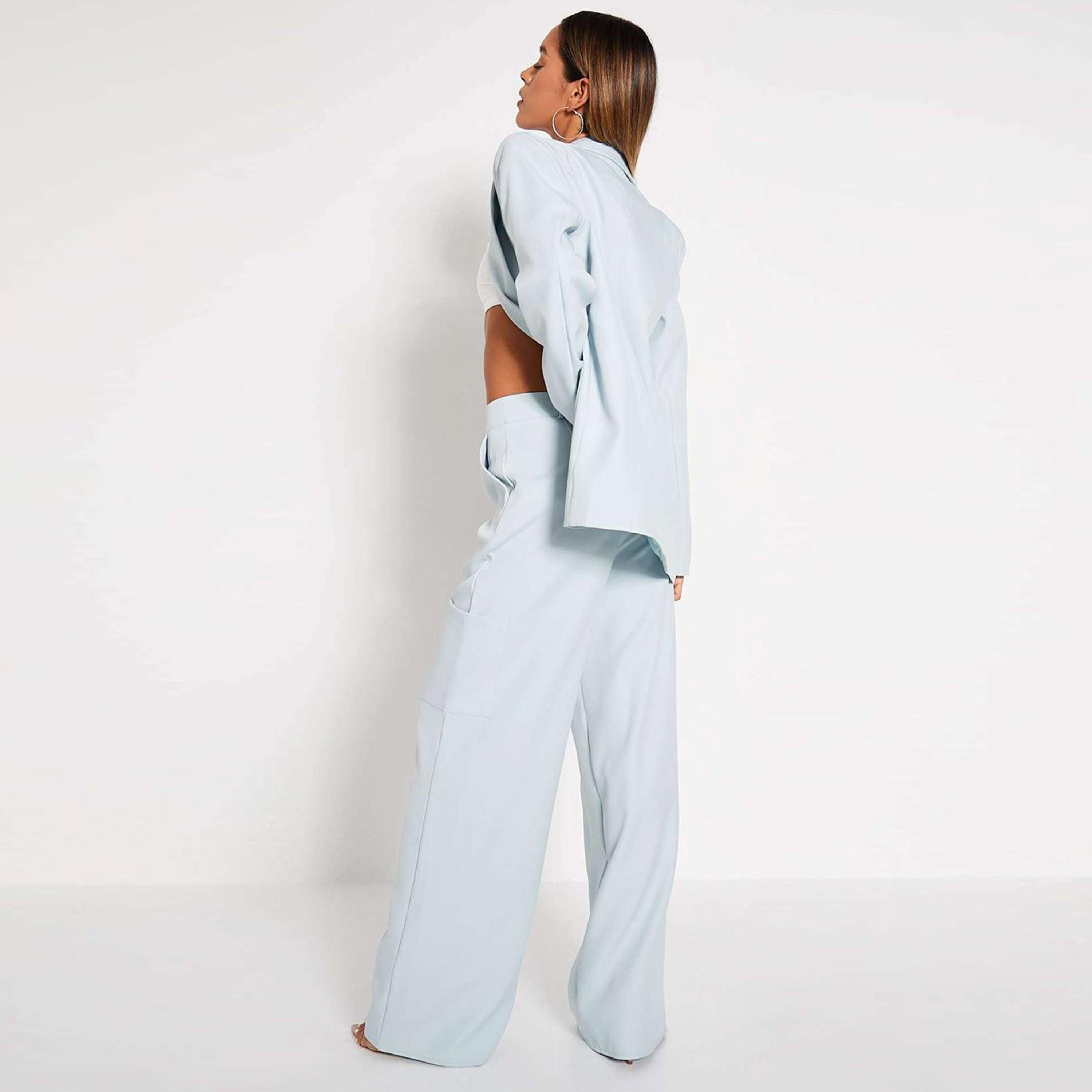 Bleu - I Saw It First - ISAWITFIRST Premium Tailored Wide Leg Trousers - 4