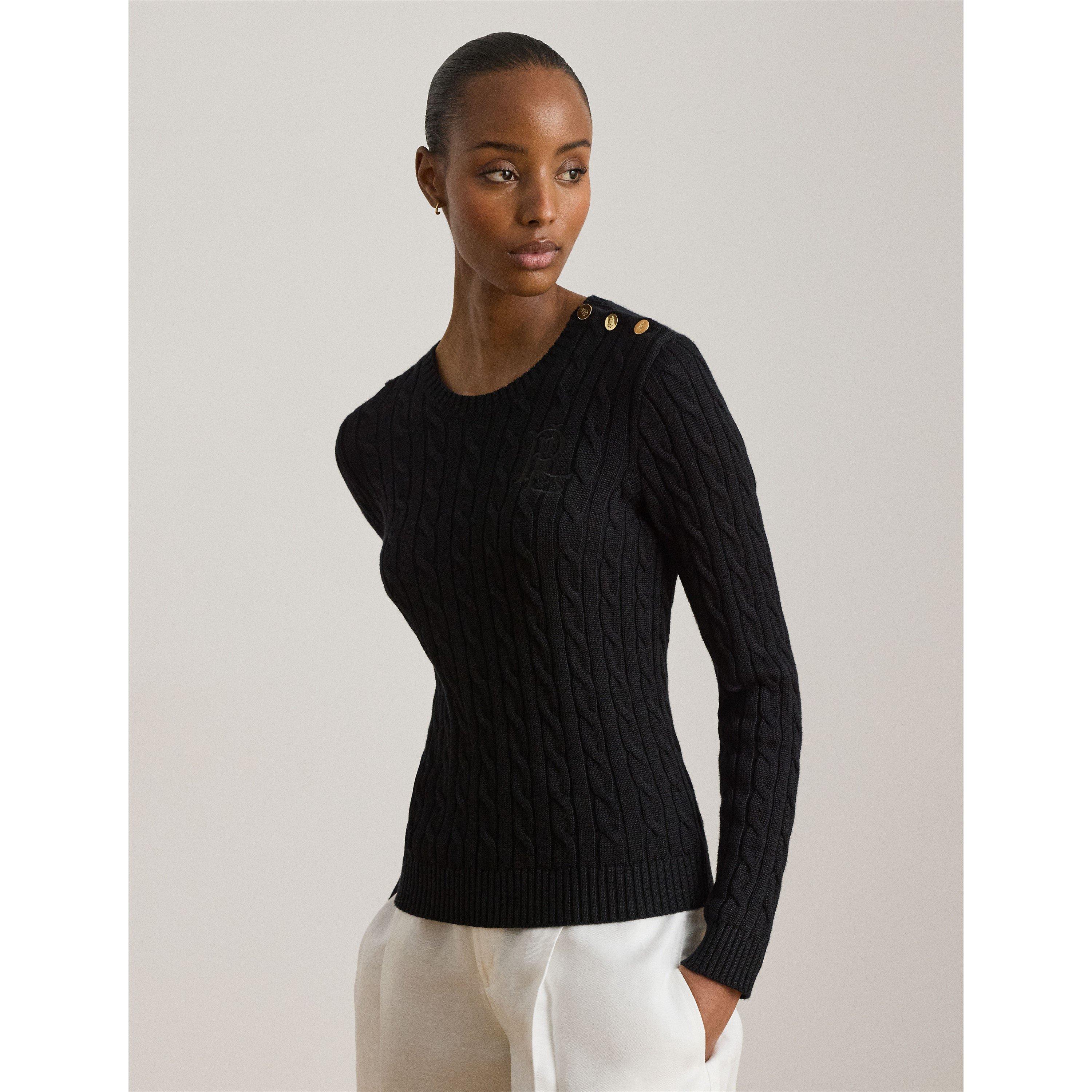 Black - Lauren by Ralph Lauren - Women's Cable Knit Jumper - 3