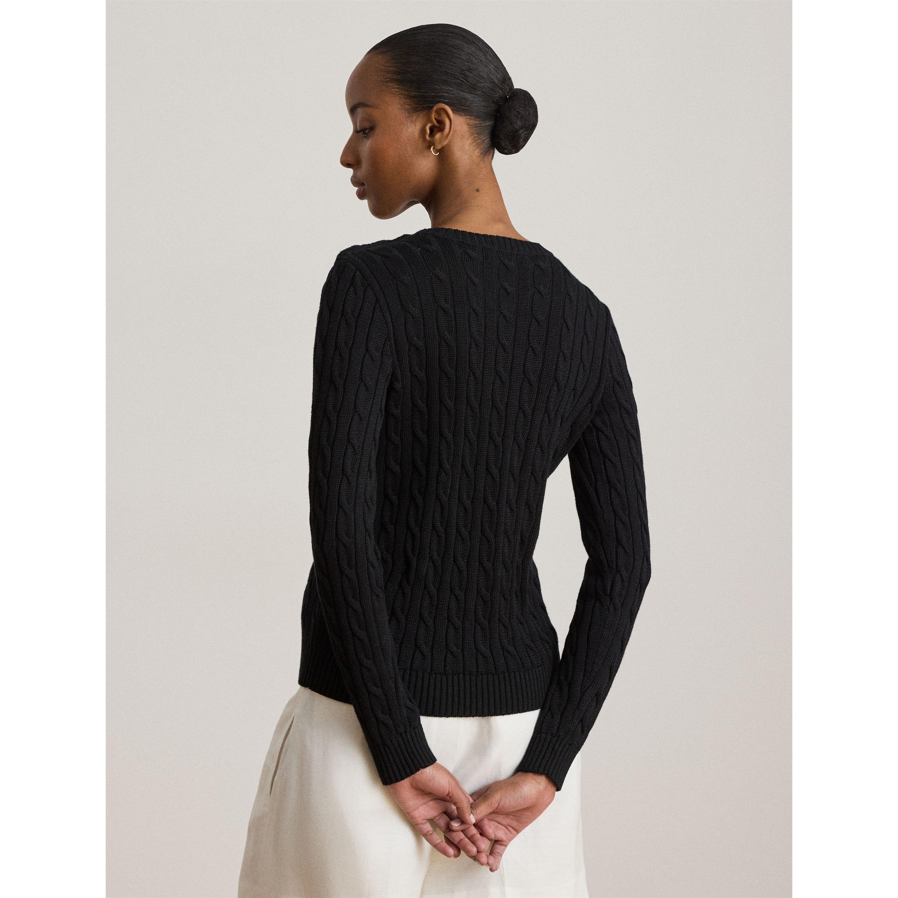 Black - Lauren by Ralph Lauren - Women's Cable Knit Jumper - 4