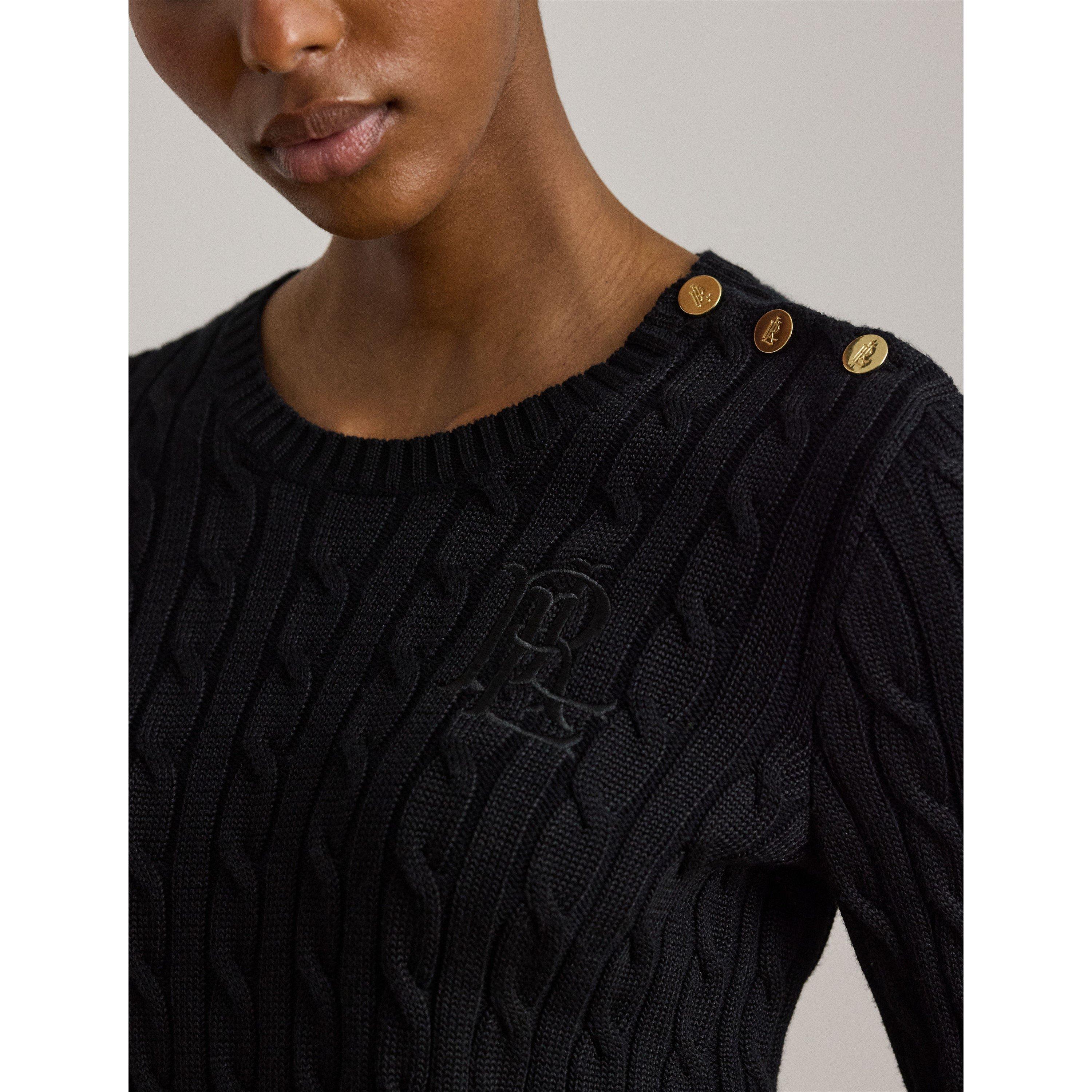 Black - Lauren by Ralph Lauren - Women's Cable Knit Jumper - 5
