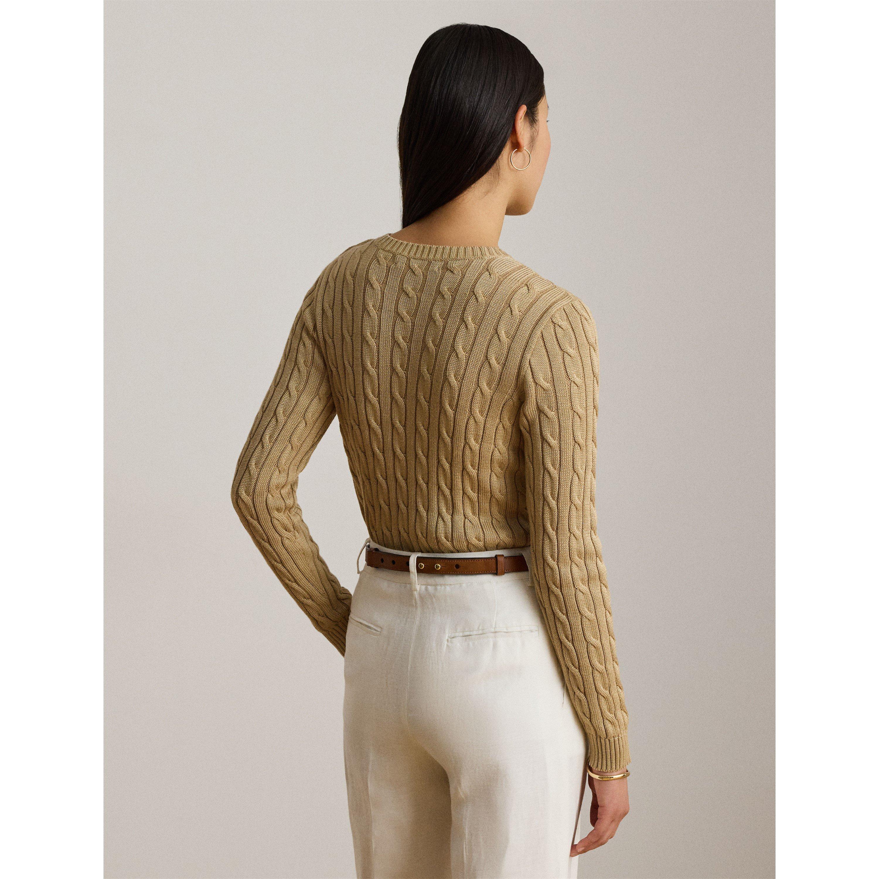 Birch Tan - Lauren by Ralph Lauren - Women's Cable Knit Jumper - 3