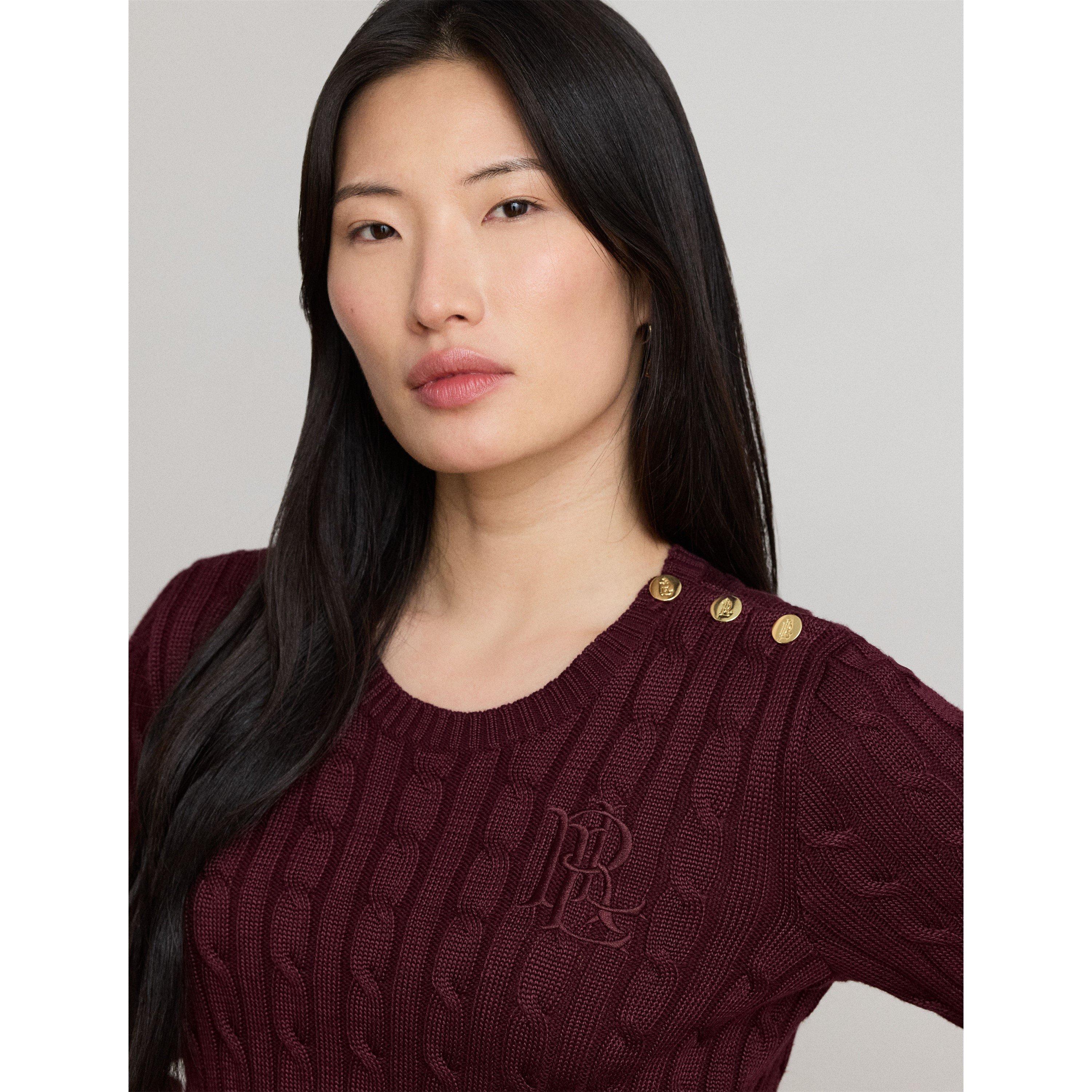DARK GARNET - Lauren by Ralph Lauren - Women's Cable Knit Jumper - 4