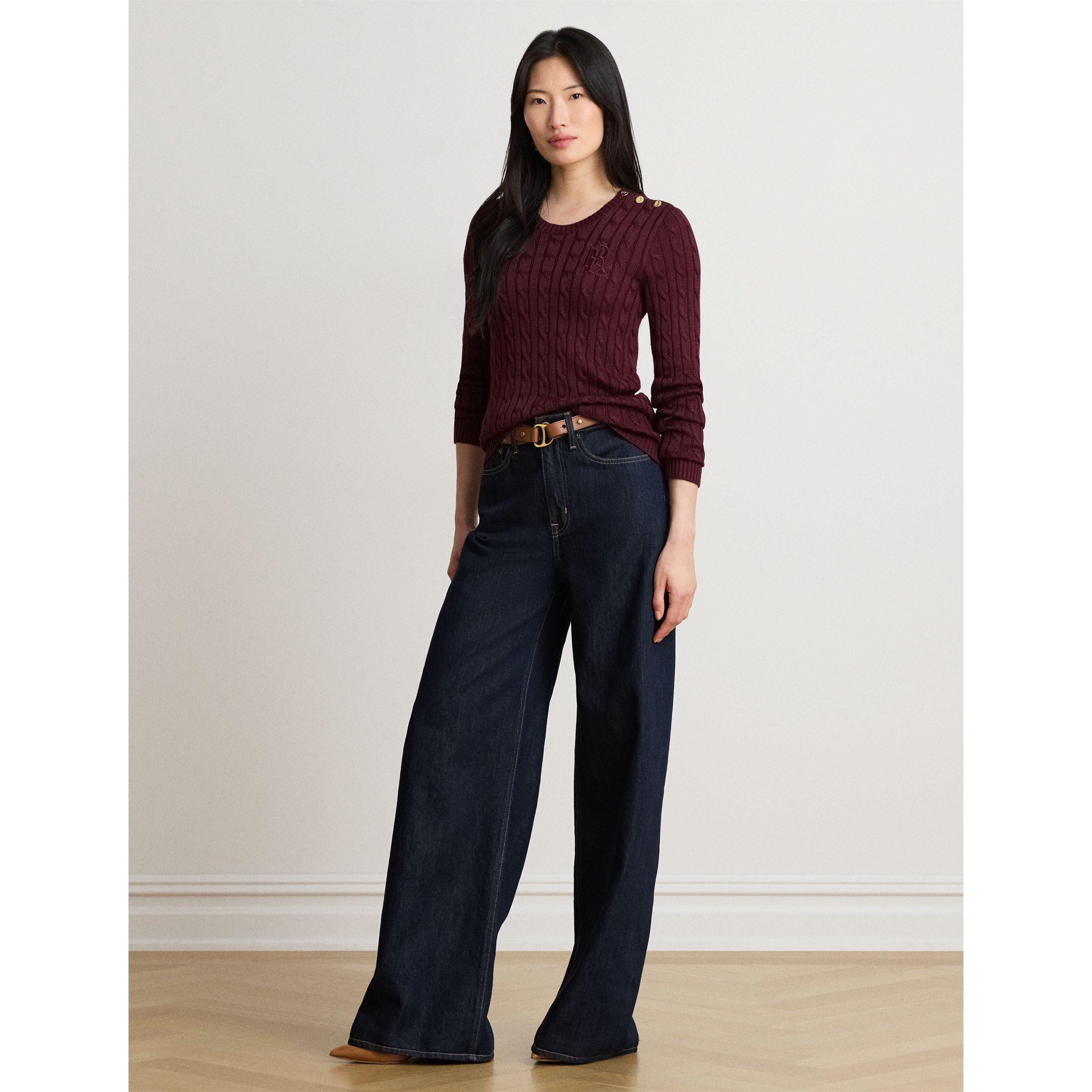 DARK GARNET - Lauren by Ralph Lauren - Women's Cable Knit Jumper - 5