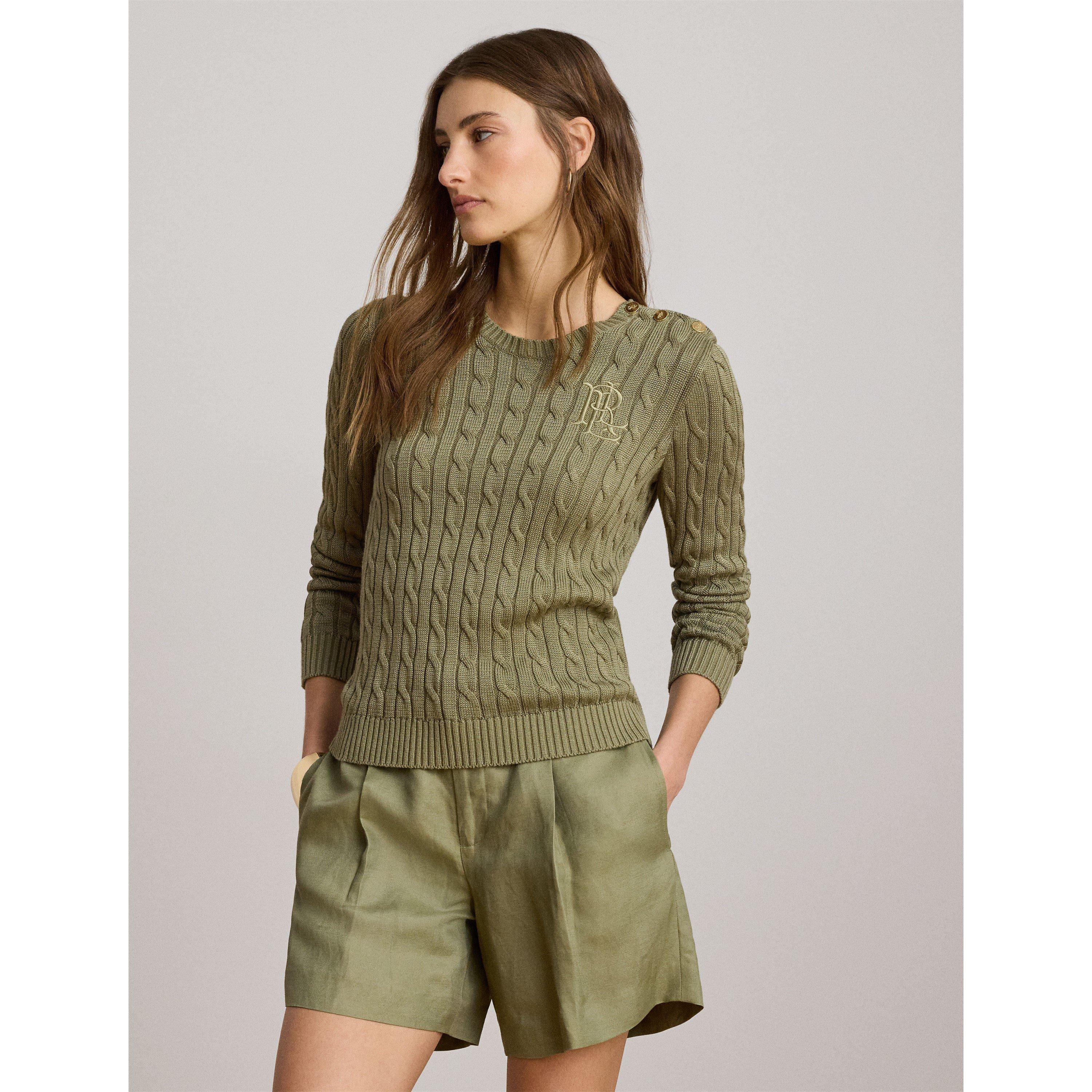 Light Agave - Lauren by Ralph Lauren - Women's Cable Knit Jumper - 2