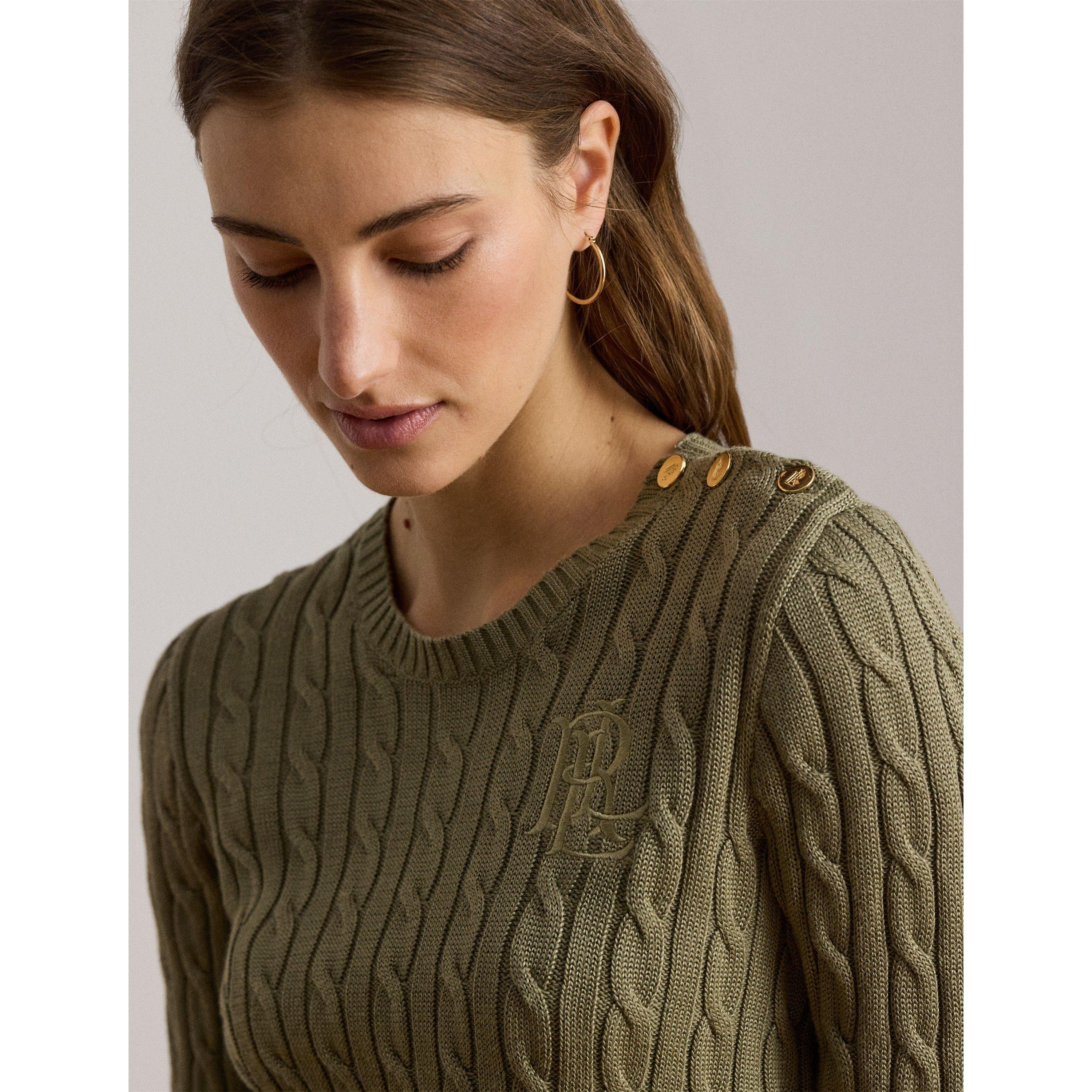 Light Agave - Lauren by Ralph Lauren - Women's Cable Knit Jumper - 4