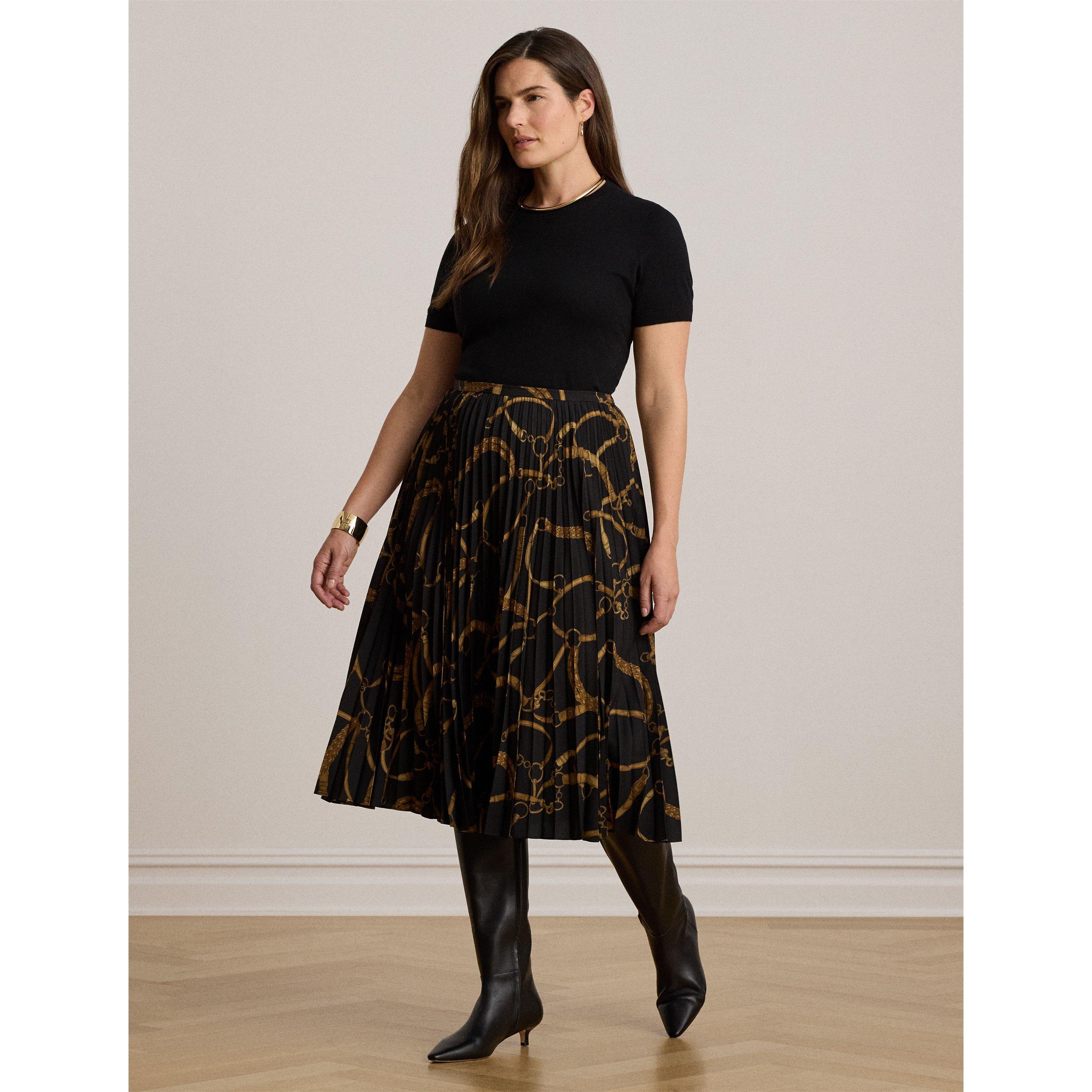 BLK TAN - Lauren by Ralph Lauren - Women's Pleated Skirt - 5