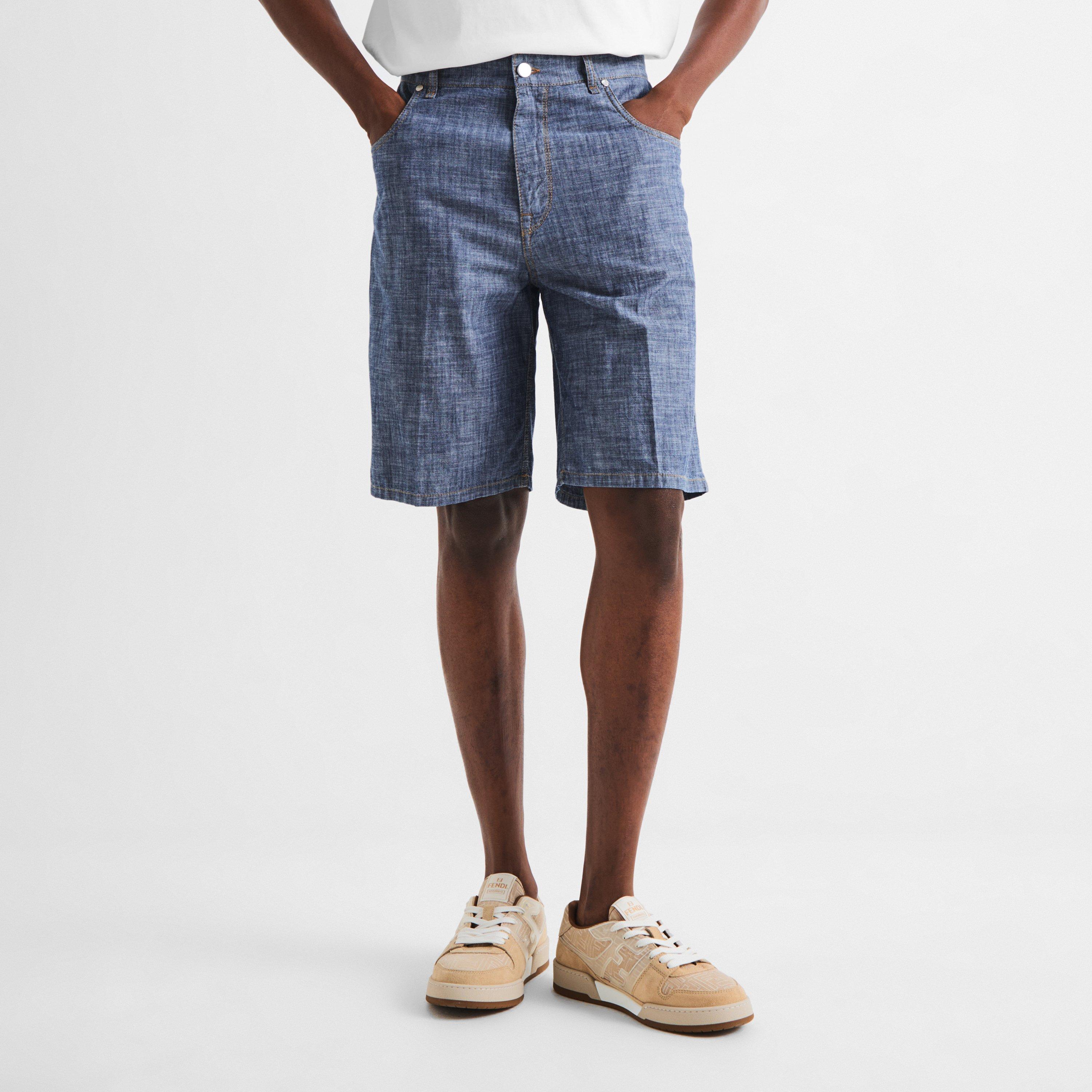 Blue - Fendi - Men's Woven Tracksuit Shorts - 3