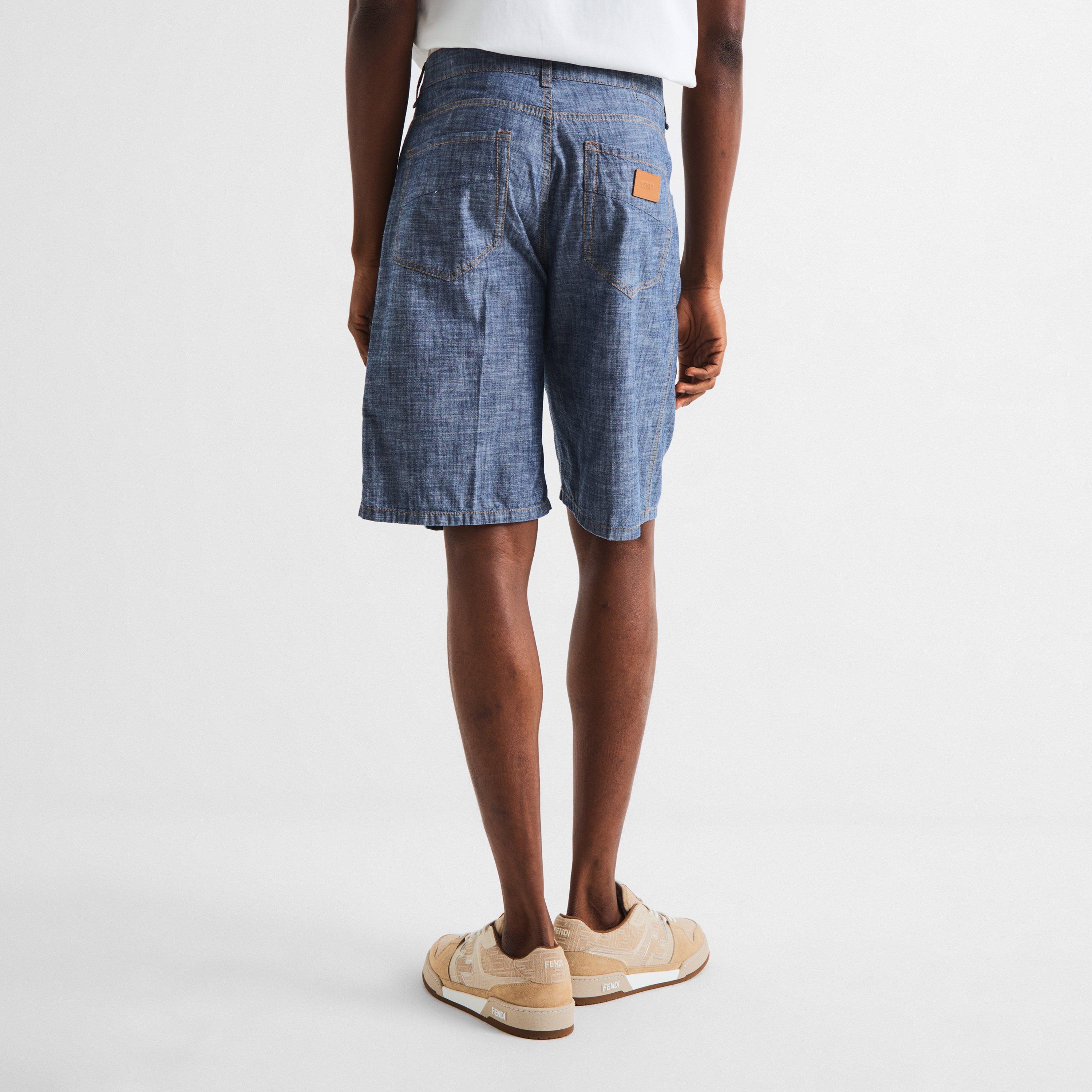 Blue - Fendi - Men's Woven Tracksuit Shorts - 4
